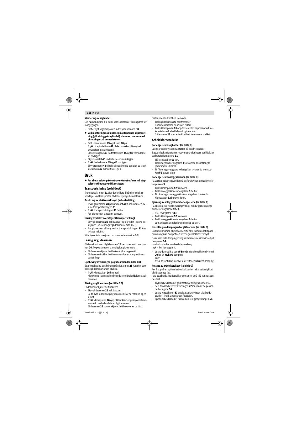 Bruk | Bosch GCM 12 GDL Professional User Manual | Page 158 / 456