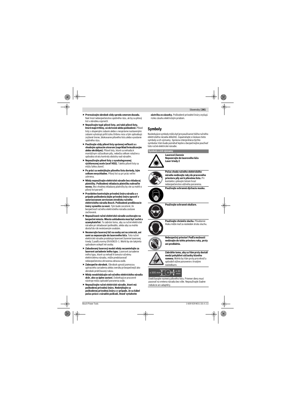 Symboly | Bosch GCM 12 GDL Professional User Manual | Page 241 / 456