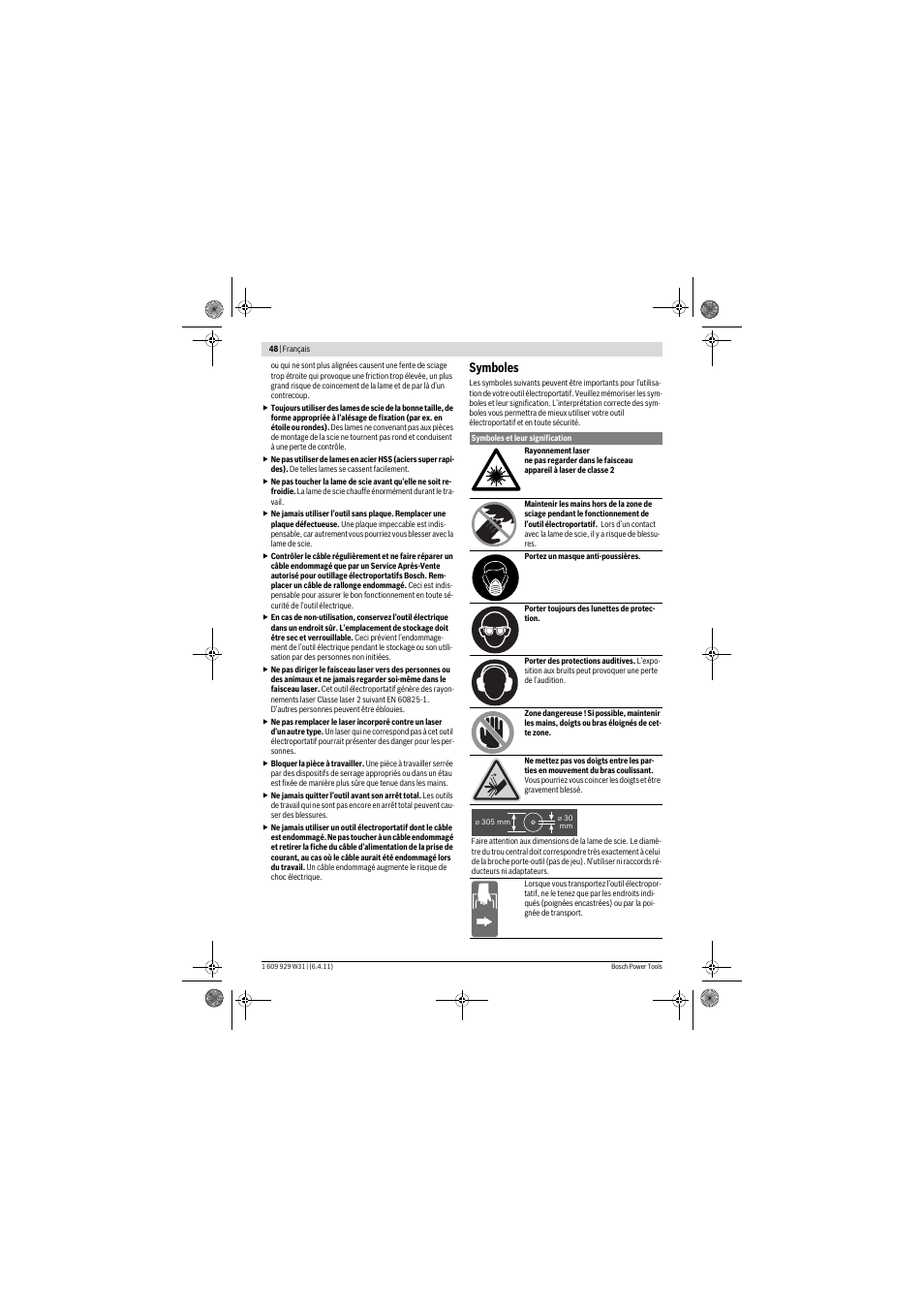 Symboles | Bosch GCM 12 GDL Professional User Manual | Page 48 / 456
