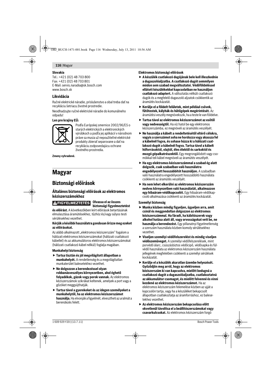 Magyar, Biztonsági előírások | Bosch GKT 55 GCE Professional User Manual | Page 116 / 208