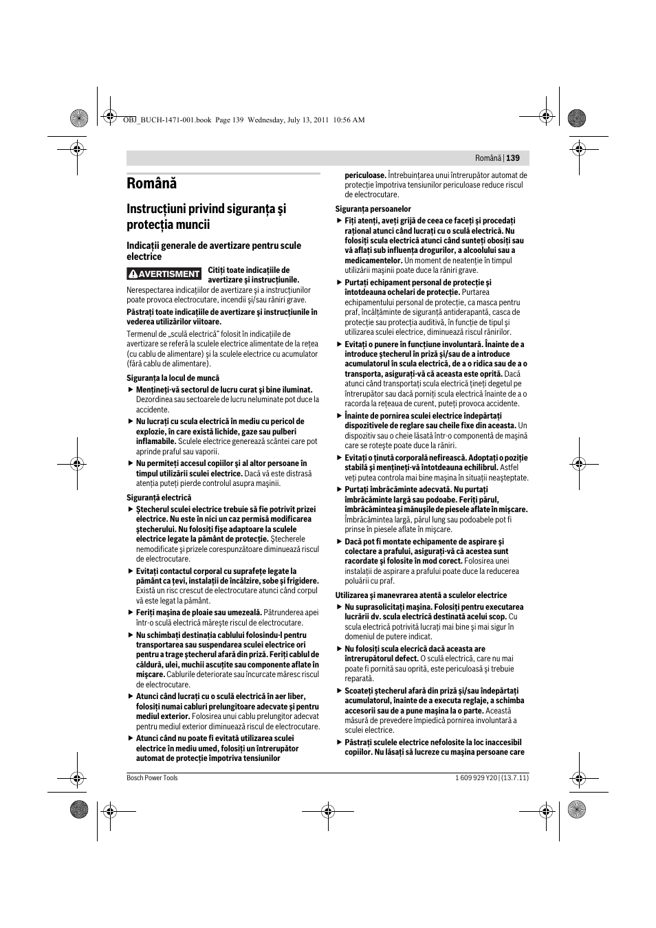 Română, Instrucţiuni privind siguranţa şi protecţia muncii | Bosch GKT 55 GCE Professional User Manual | Page 139 / 208