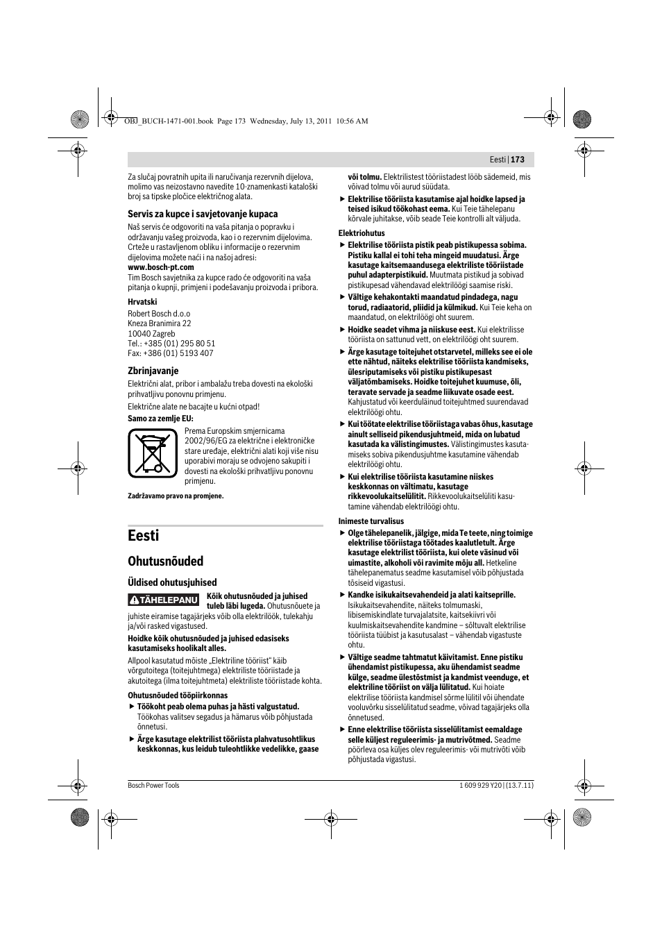 Eesti, Ohutusnõuded | Bosch GKT 55 GCE Professional User Manual | Page 173 / 208