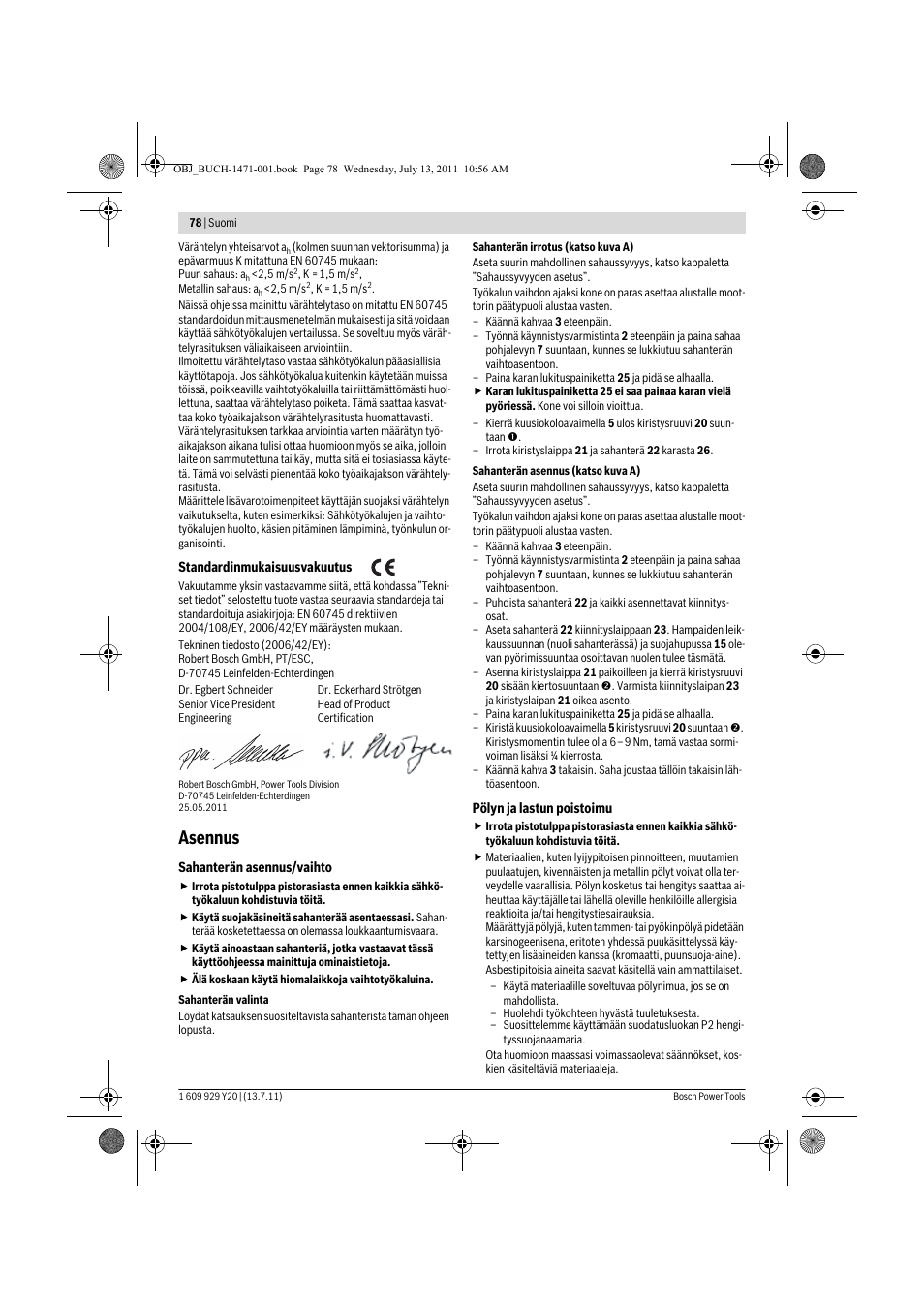 Asennus | Bosch GKT 55 GCE Professional User Manual | Page 78 / 208