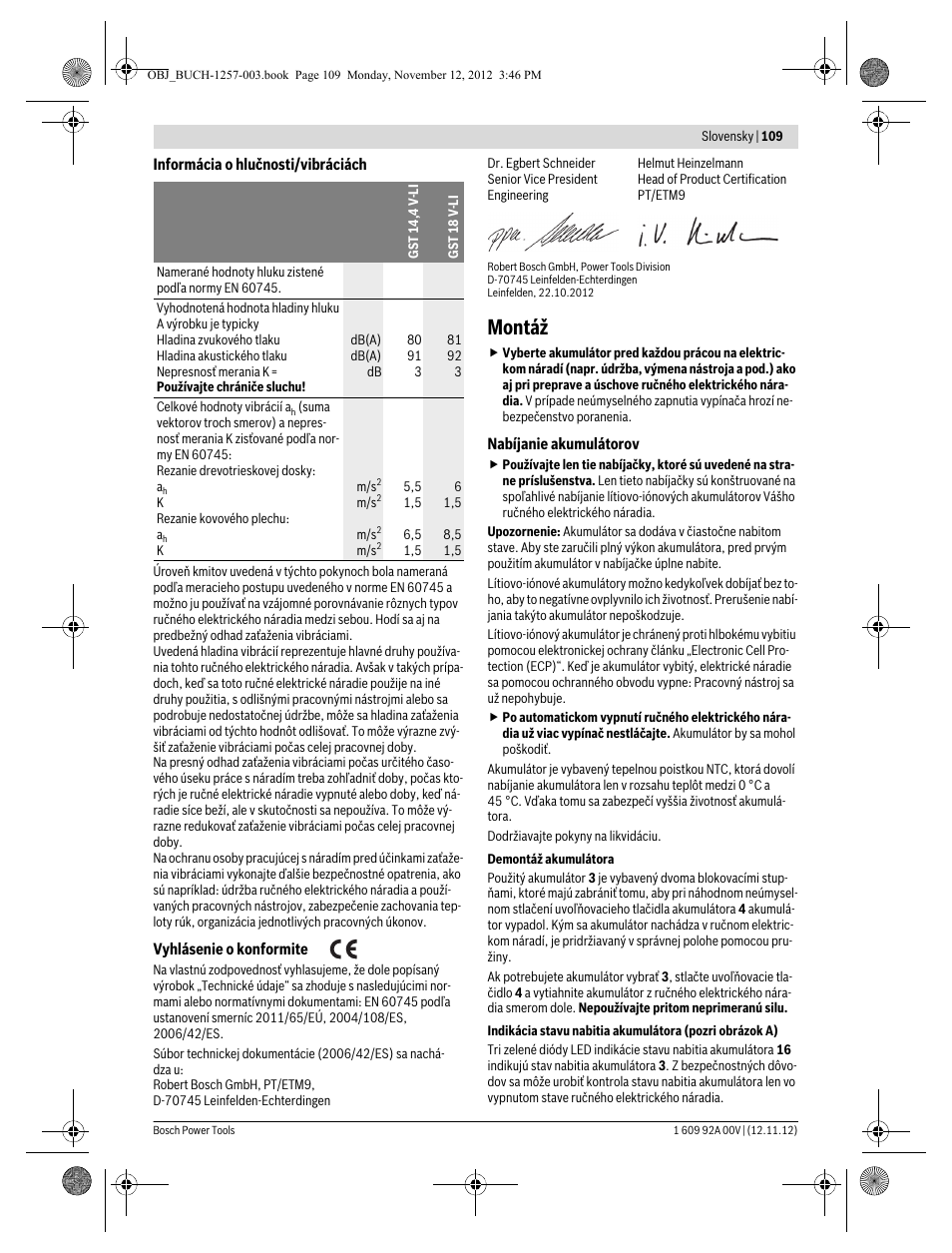 Montáž | Bosch GST 18 V-LI Professional User Manual | Page 109 / 206