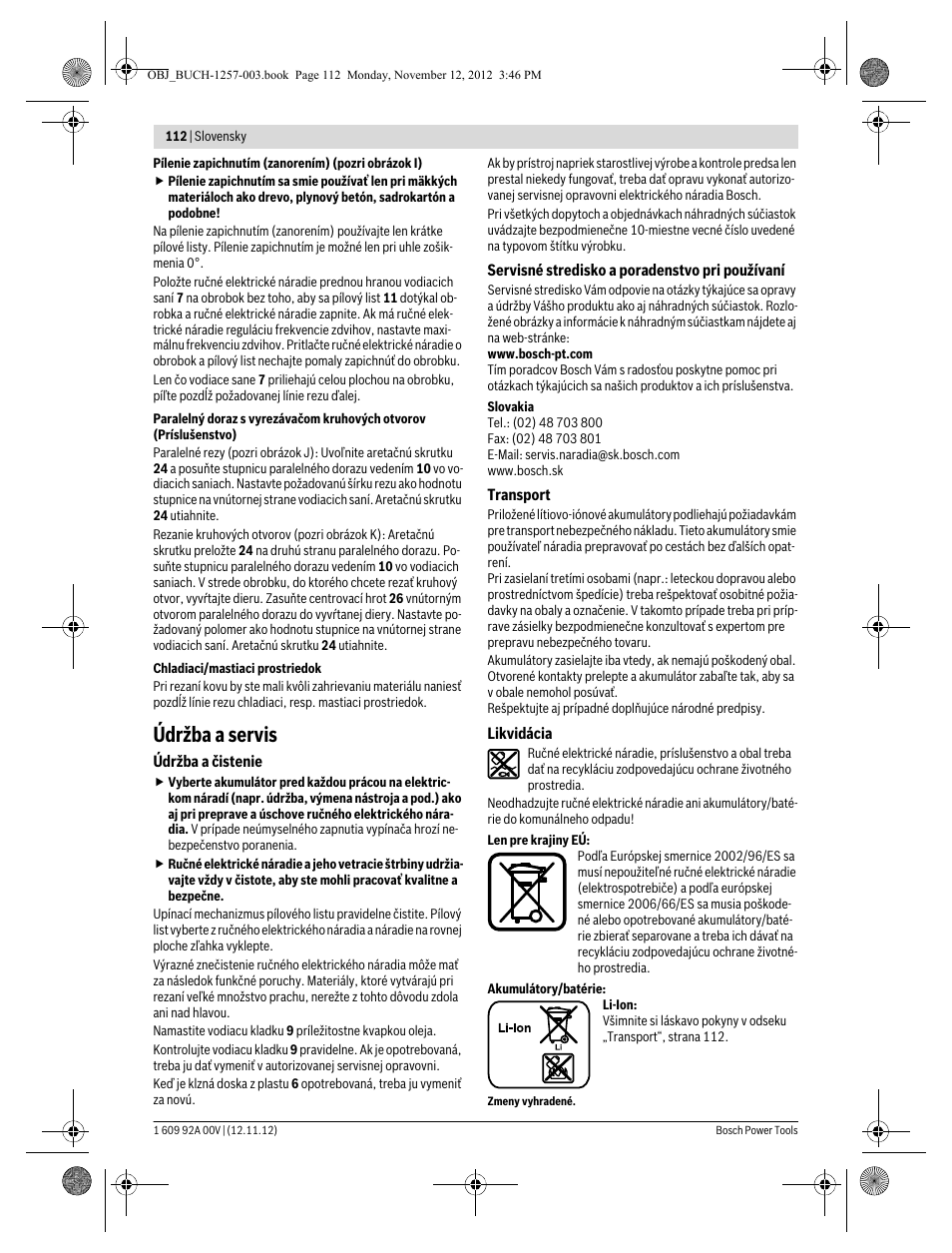 Údržba a servis | Bosch GST 18 V-LI Professional User Manual | Page 112 / 206