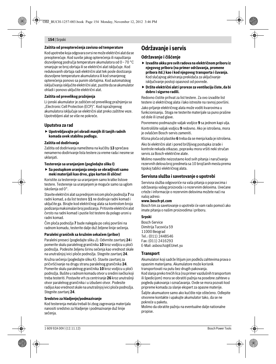 Održavanje i servis | Bosch GST 18 V-LI Professional User Manual | Page 154 / 206