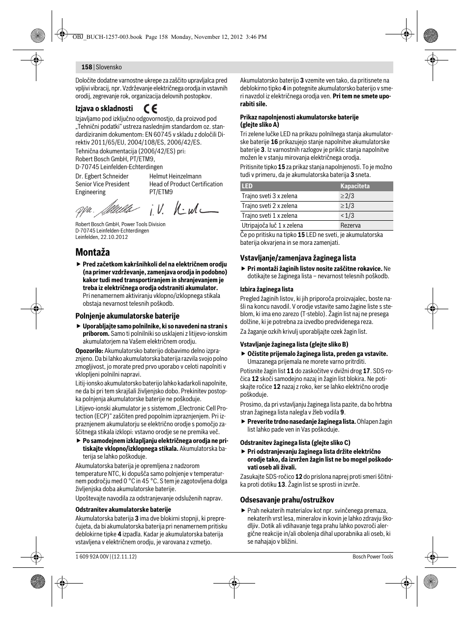 Montaža | Bosch GST 18 V-LI Professional User Manual | Page 158 / 206