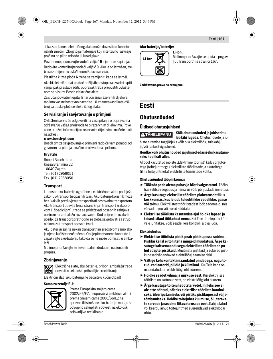 Eesti, Ohutusnõuded | Bosch GST 18 V-LI Professional User Manual | Page 167 / 206