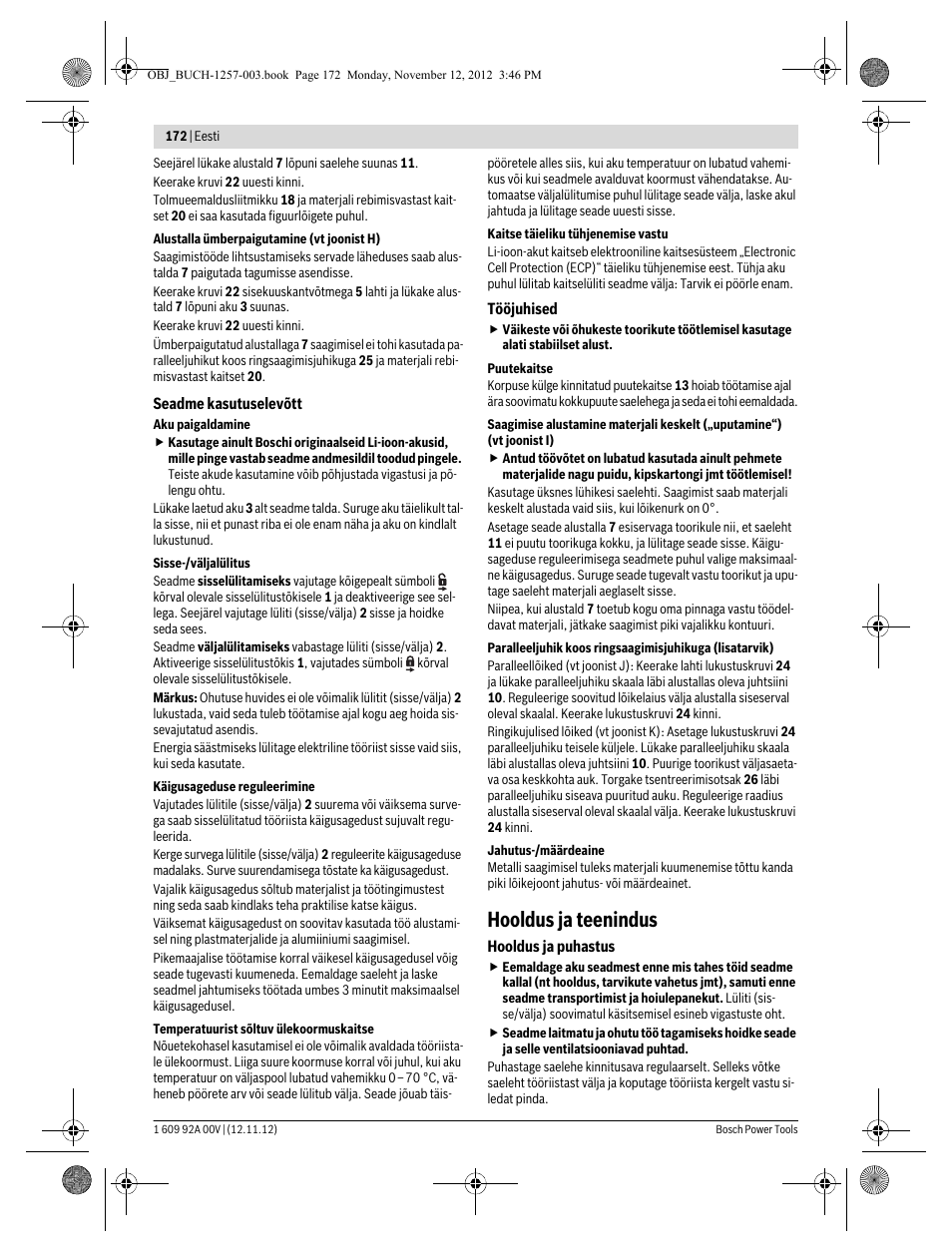Hooldus ja teenindus | Bosch GST 18 V-LI Professional User Manual | Page 172 / 206