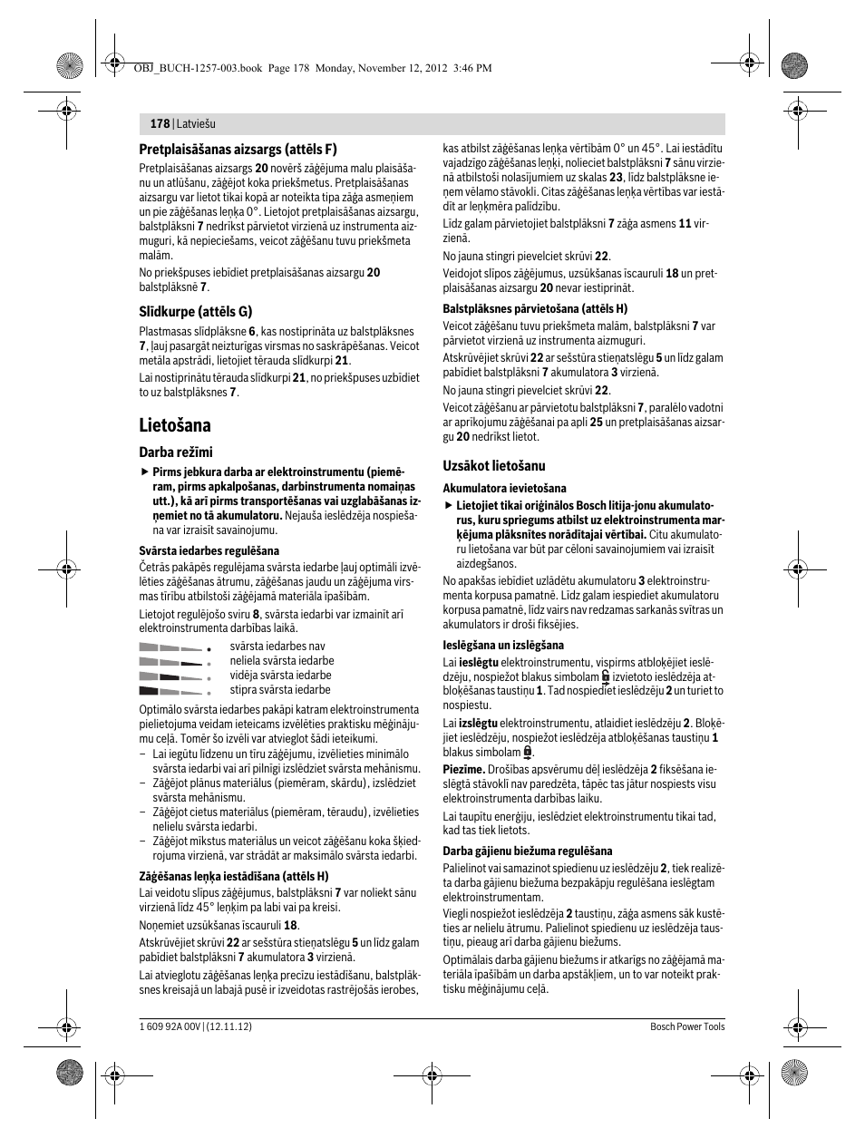 Lietošana | Bosch GST 18 V-LI Professional User Manual | Page 178 / 206