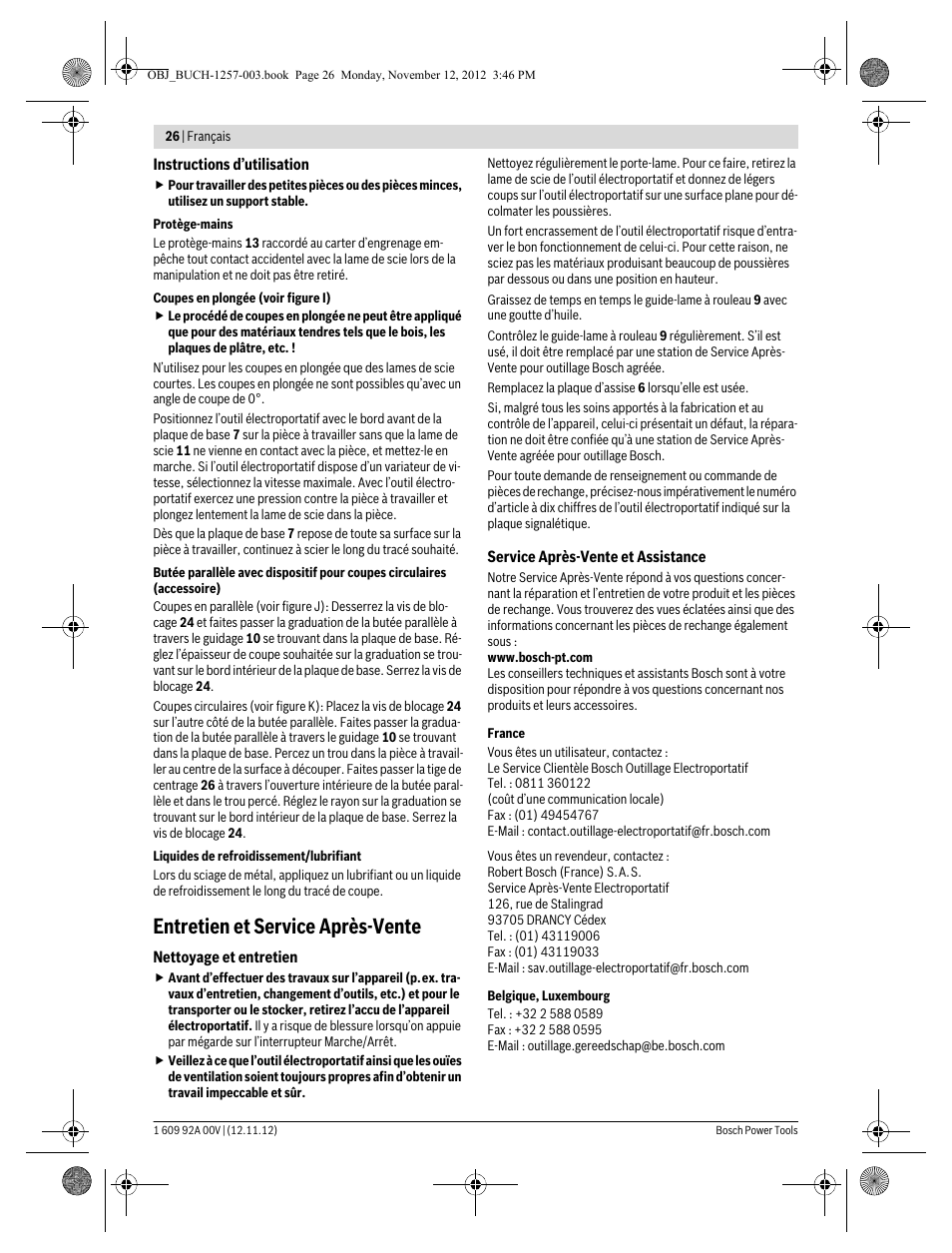 Entretien et service après-vente | Bosch GST 18 V-LI Professional User Manual | Page 26 / 206