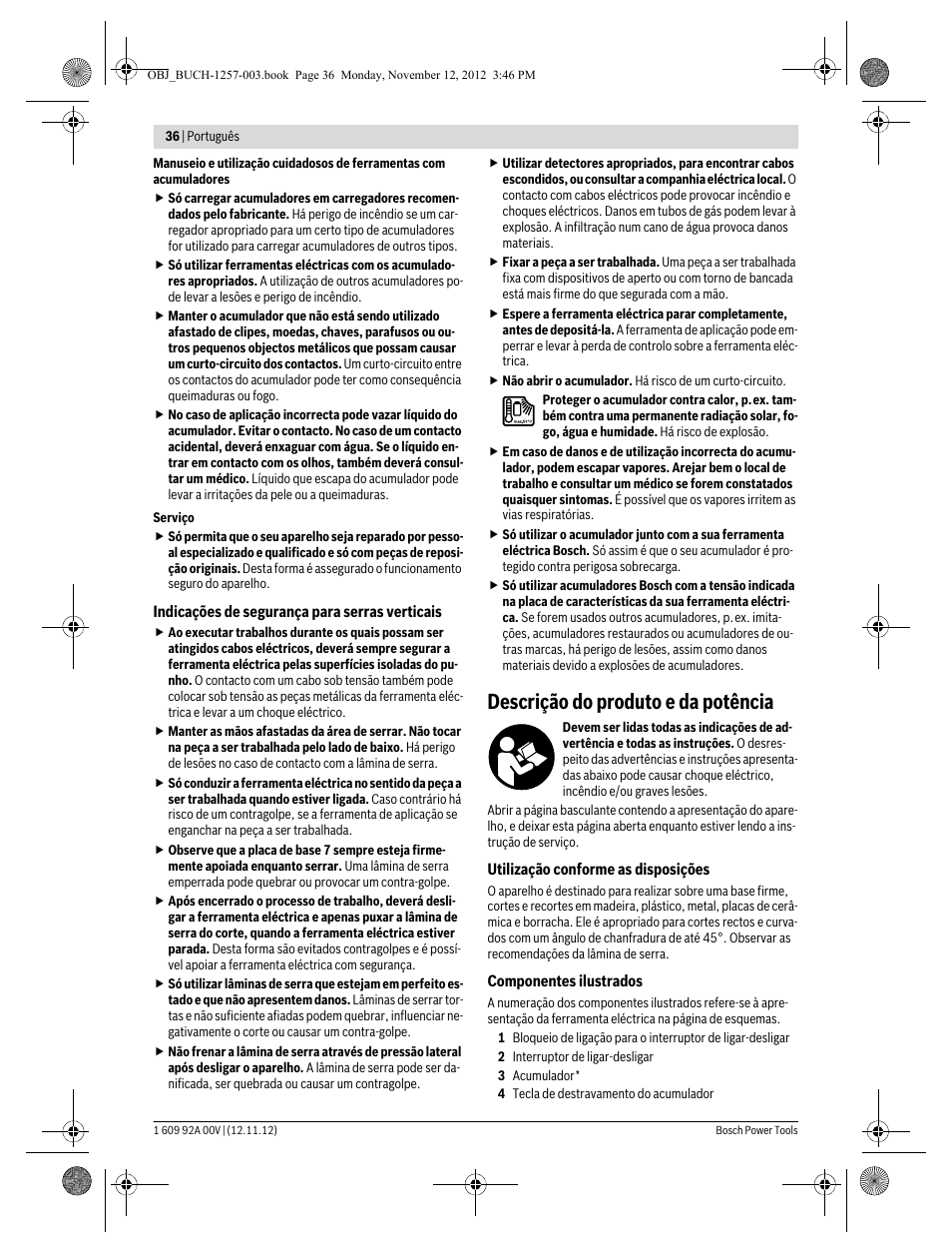 Descrição do produto e da potência | Bosch GST 18 V-LI Professional User Manual | Page 36 / 206