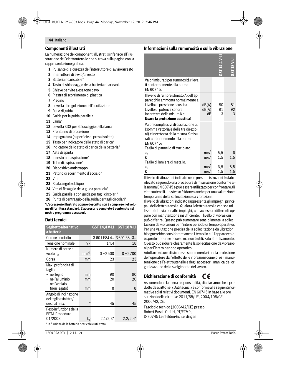 Bosch GST 18 V-LI Professional User Manual | Page 44 / 206