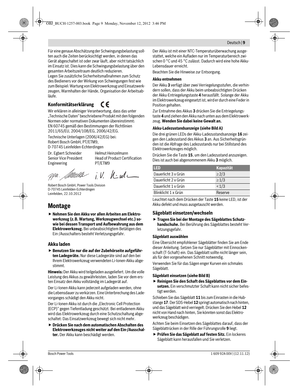 Montage | Bosch GST 18 V-LI Professional User Manual | Page 9 / 206