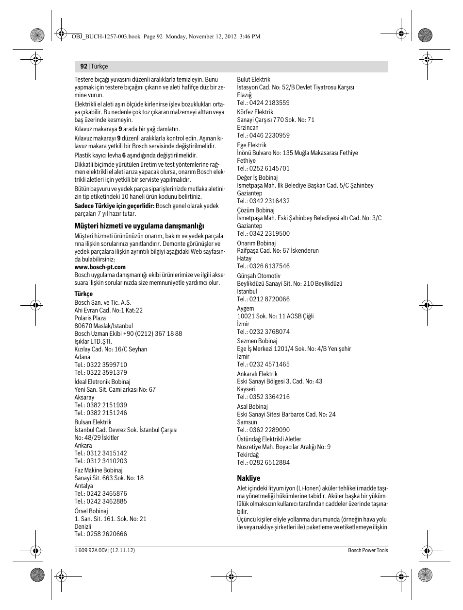 Bosch GST 18 V-LI Professional User Manual | Page 92 / 206