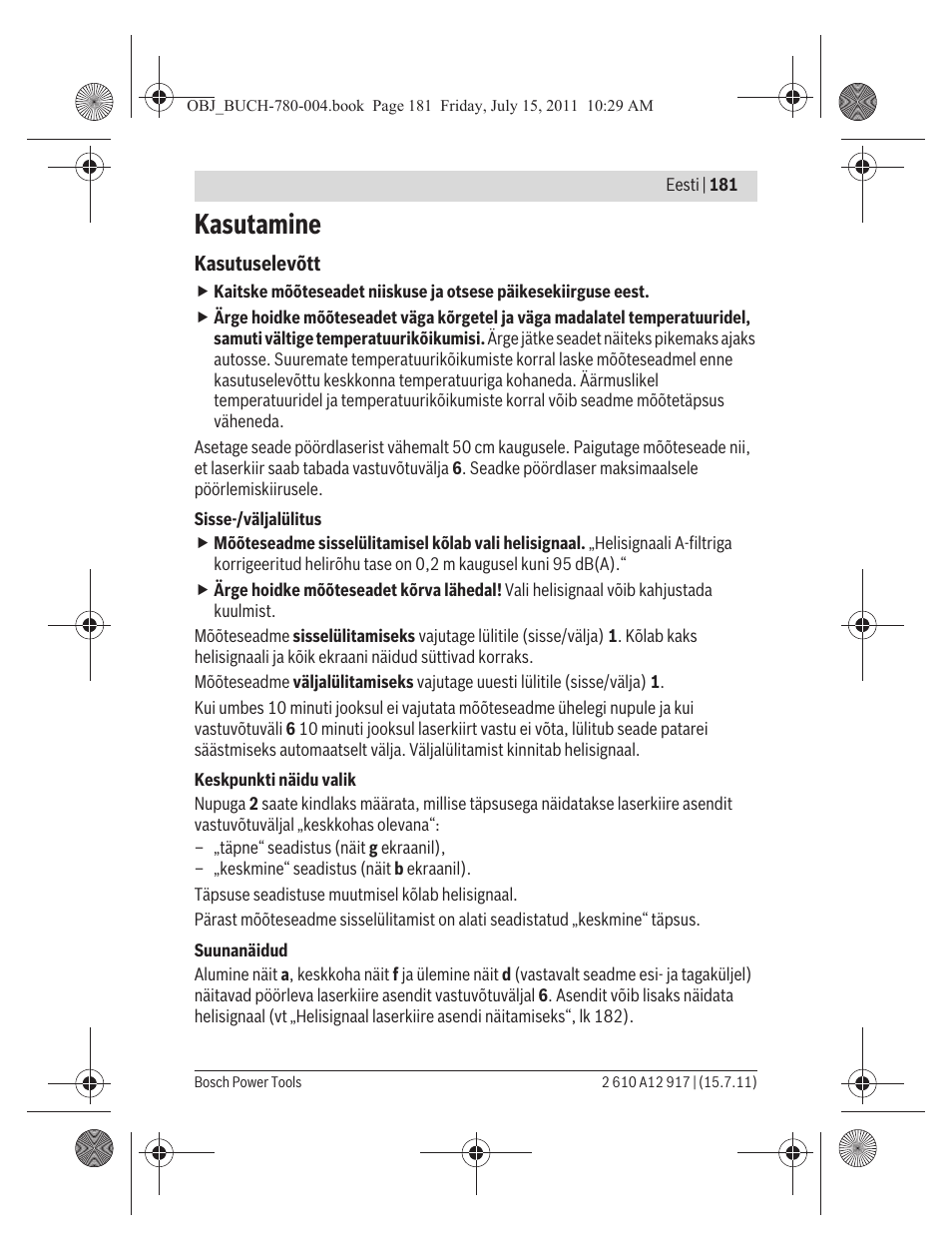 Kasutamine | Bosch LR 1 Professional User Manual | Page 181 / 232