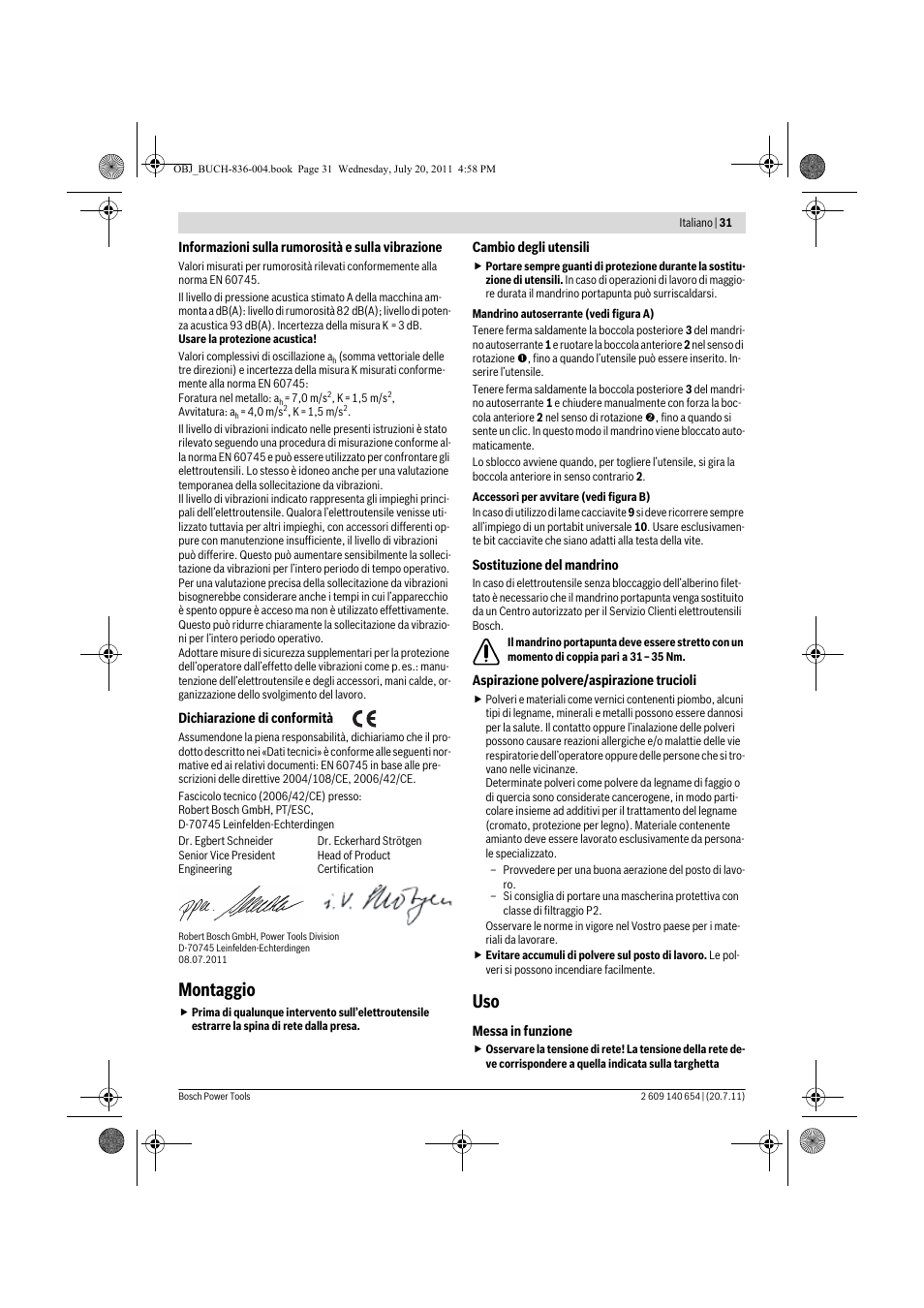 Montaggio | Bosch GBM 6 RE Professional User Manual | Page 31 / 130