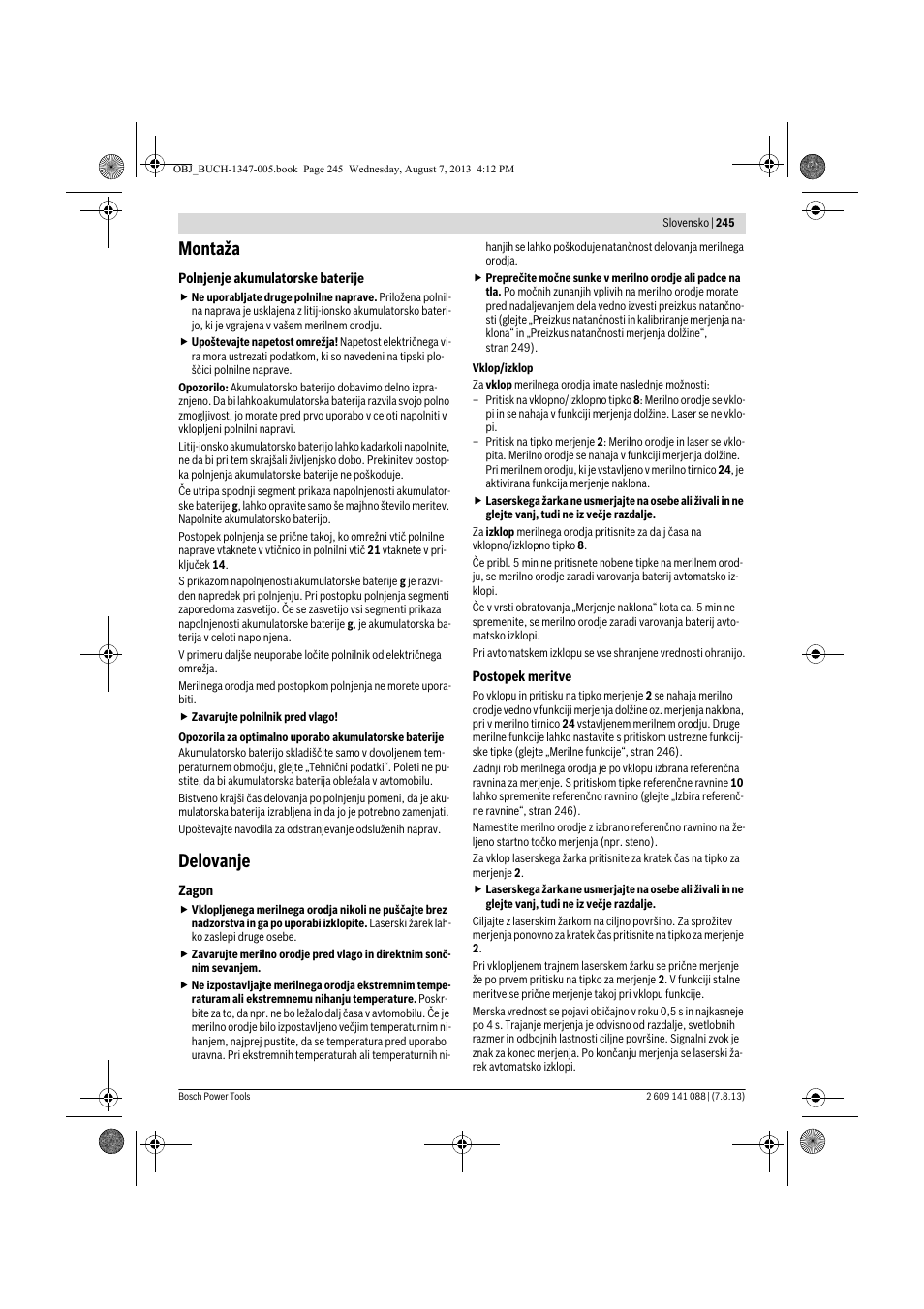 Montaža, Delovanje | Bosch GLM 80 + R 60 Professional User Manual | Page 245 / 309