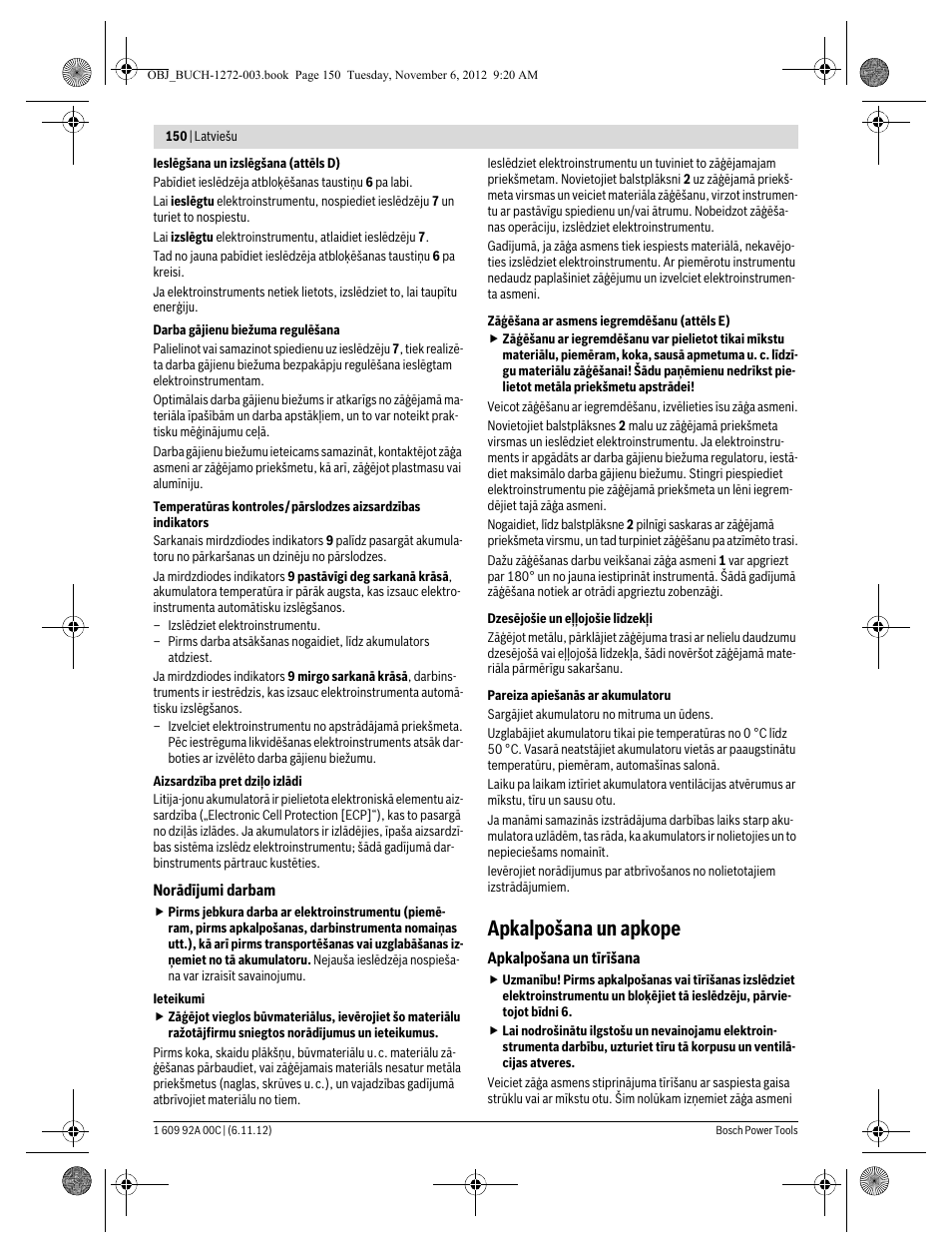 Apkalpošana un apkope | Bosch GSA 10,8 V-LI Professional User Manual | Page 150 / 172