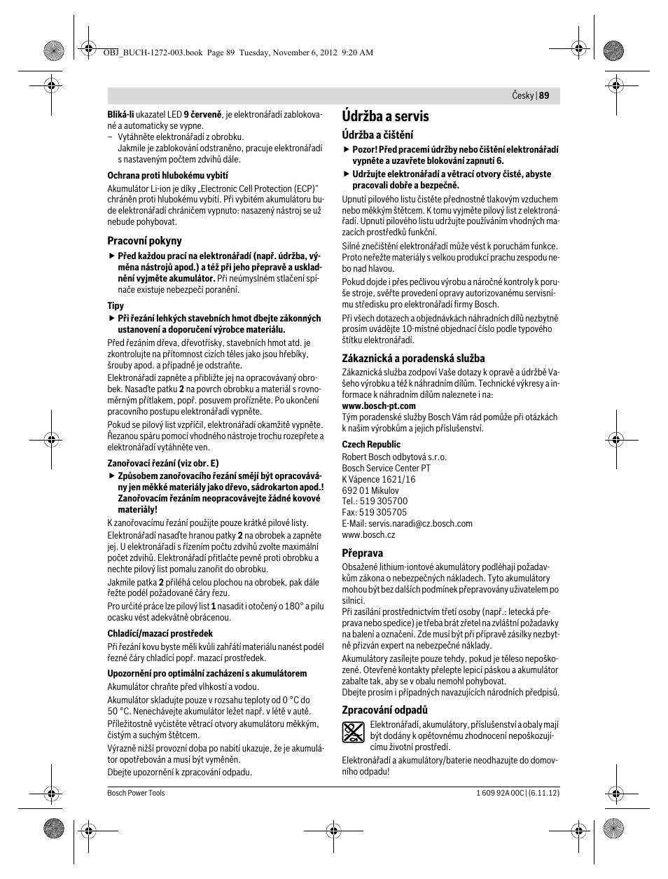 Údržba a servis | Bosch GSA 10,8 V-LI Professional User Manual | Page 89 / 172