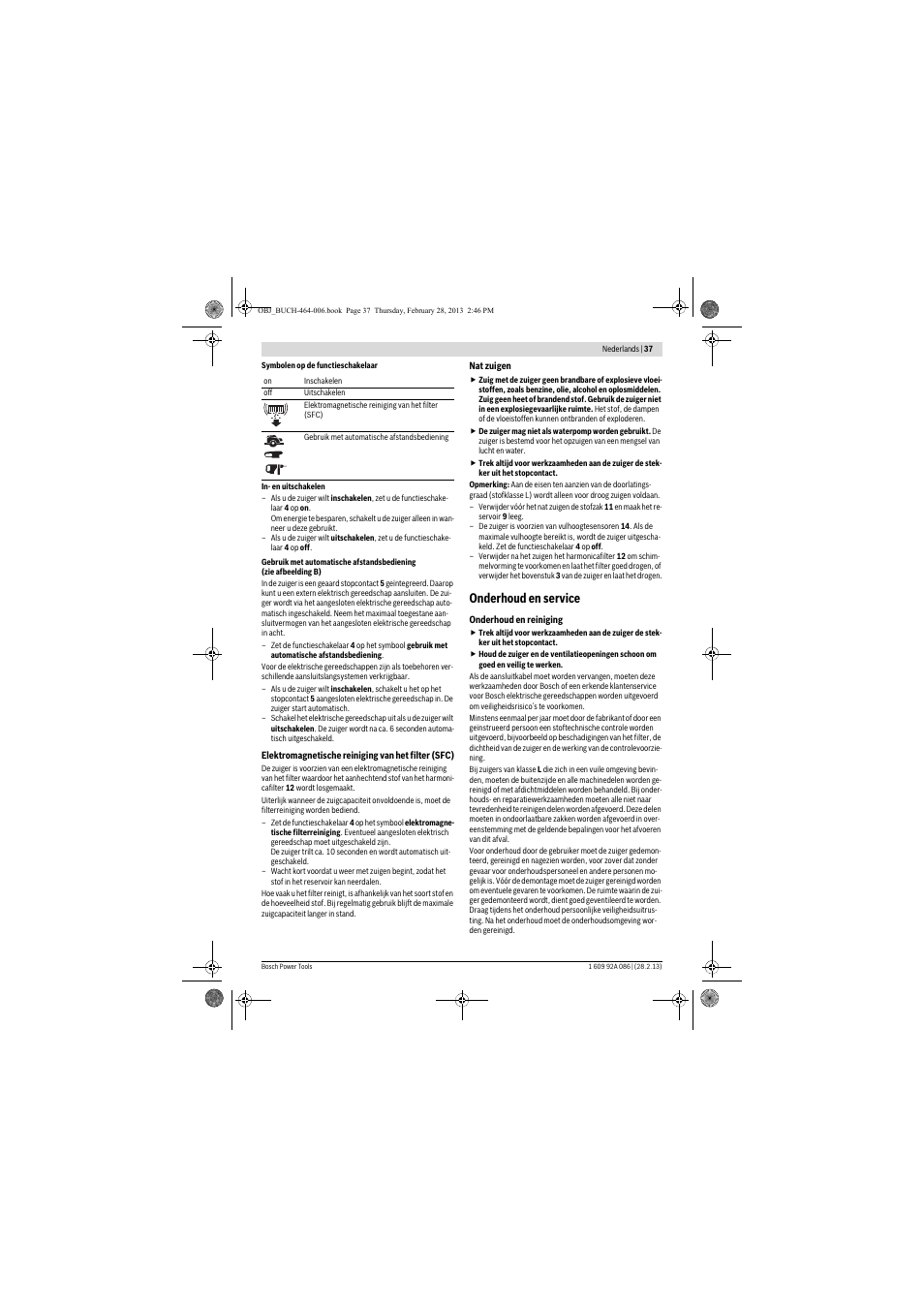 Onderhoud en service | Bosch GAS 25 L SFC Professional User Manual | Page 37 / 146