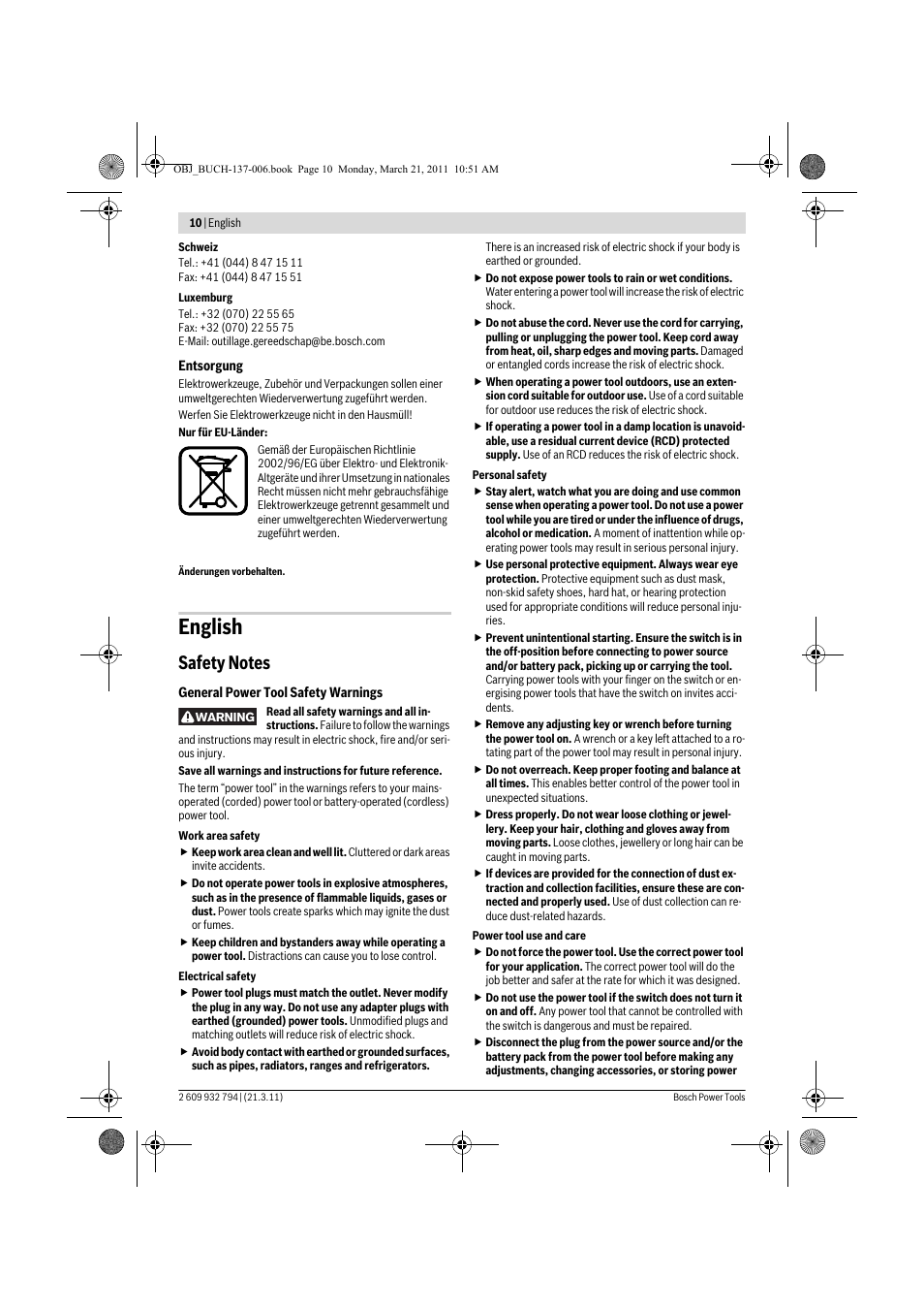 English | Bosch GSR 6-60 TE Professional User Manual | Page 10 / 119