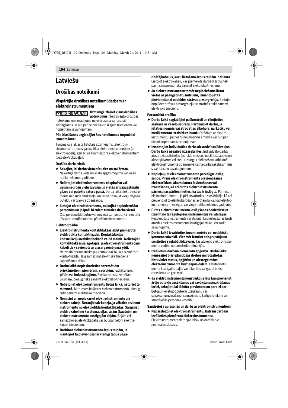 Latviešu | Bosch GSR 6-60 TE Professional User Manual | Page 104 / 119