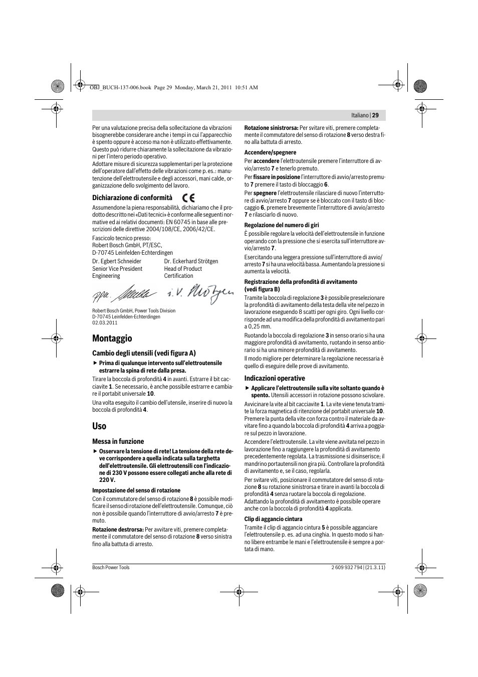 Montaggio | Bosch GSR 6-60 TE Professional User Manual | Page 29 / 119
