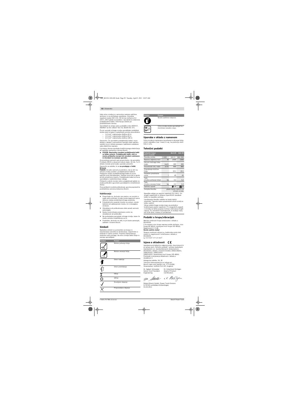 Bosch ALS 25 User Manual | Page 92 / 107