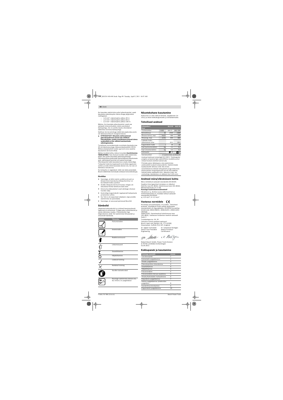 Bosch ALS 25 User Manual | Page 98 / 107