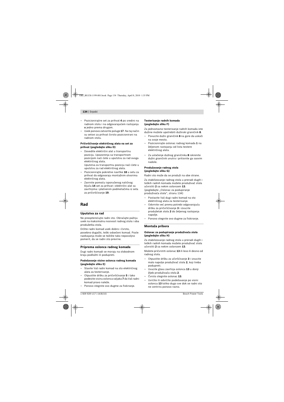 Bosch GTA 3800 Professional User Manual | Page 134 / 171