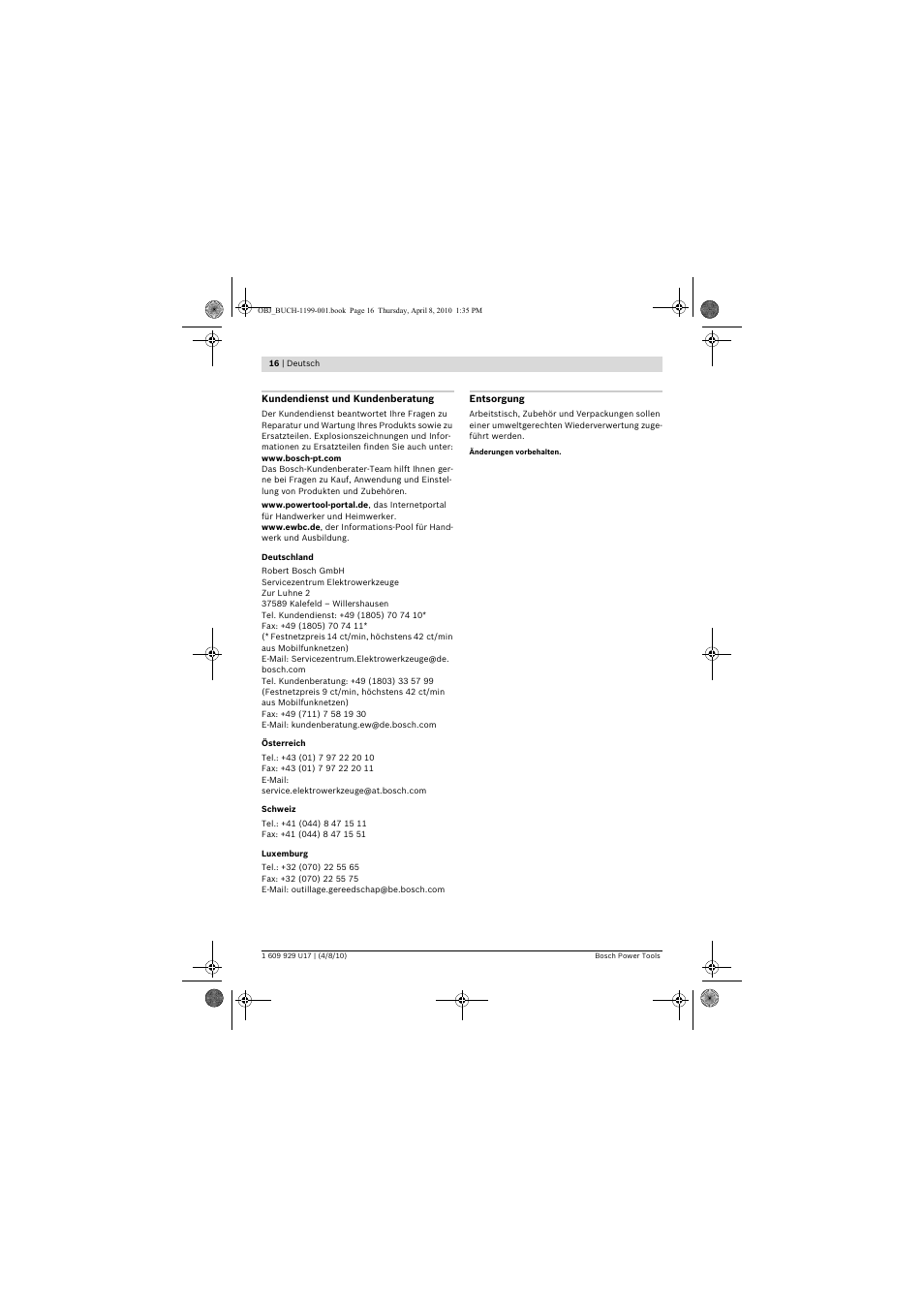 Bosch GTA 3800 Professional User Manual | Page 16 / 171