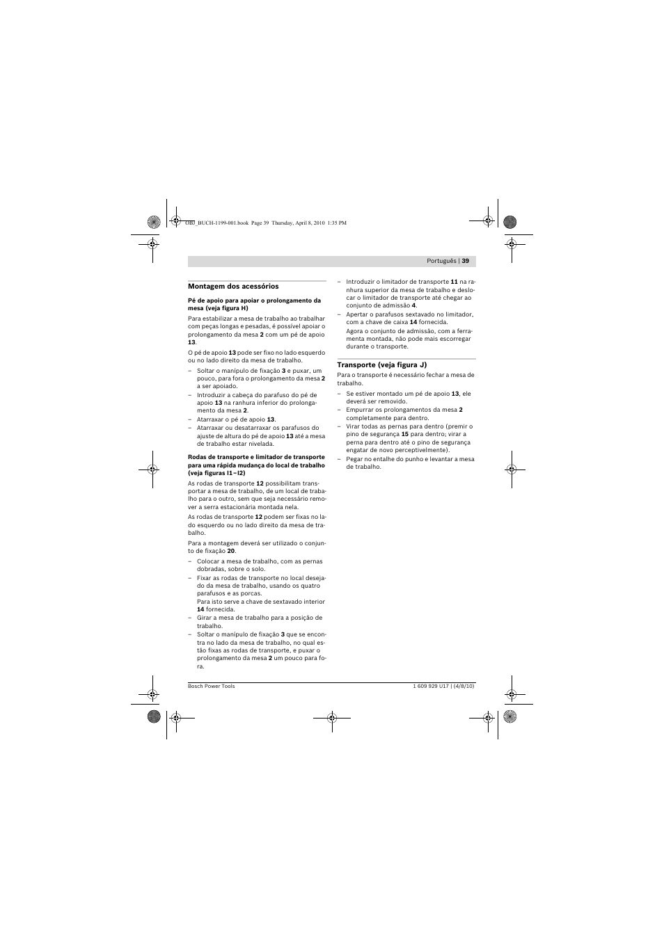 Bosch GTA 3800 Professional User Manual | Page 39 / 171