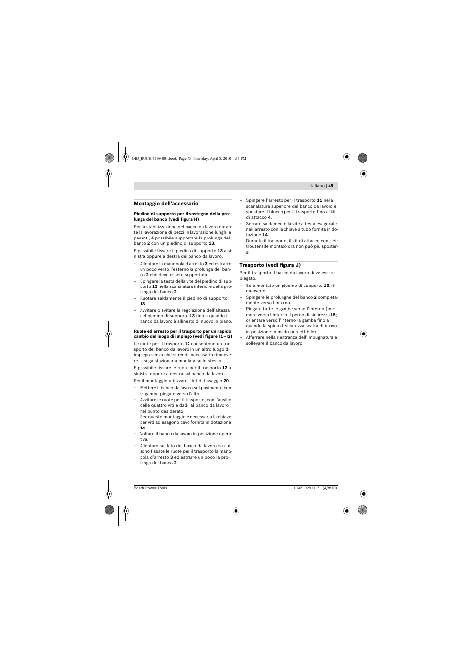 Bosch GTA 3800 Professional User Manual | Page 45 / 171