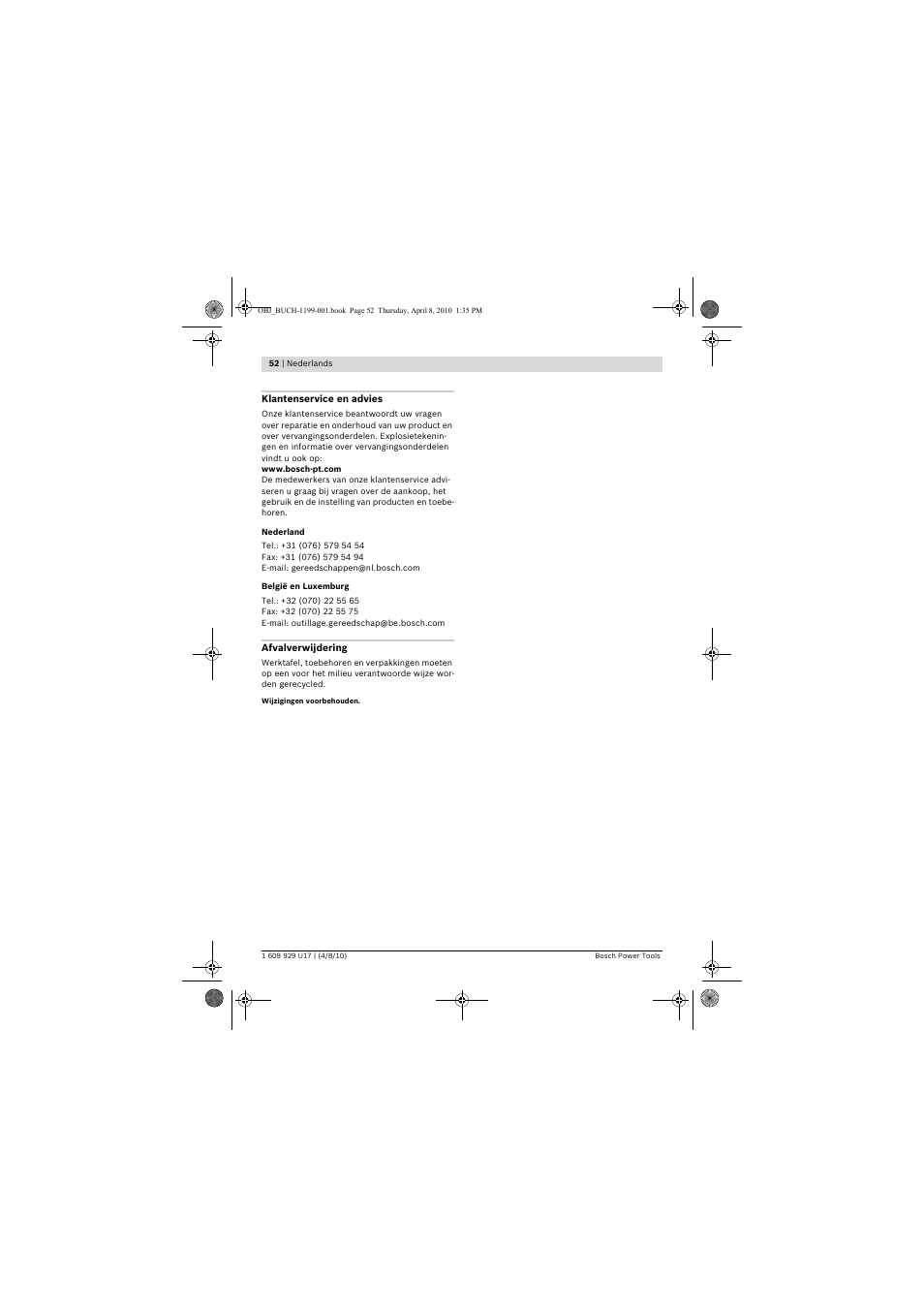 Bosch GTA 3800 Professional User Manual | Page 52 / 171