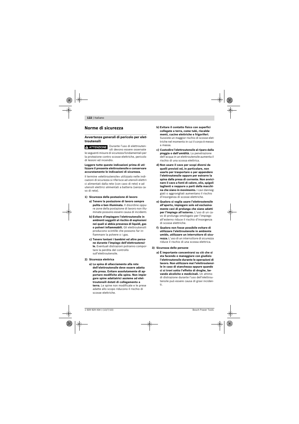 Norme di sicurezza | Bosch GCM 10 SD Professional User Manual | Page 122 / 630