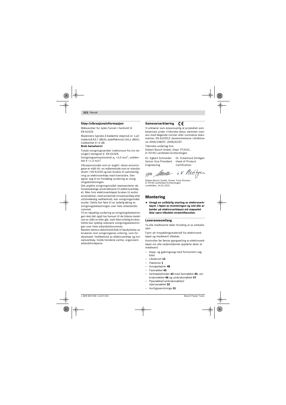 Montering | Bosch GCM 10 SD Professional User Manual | Page 212 / 630