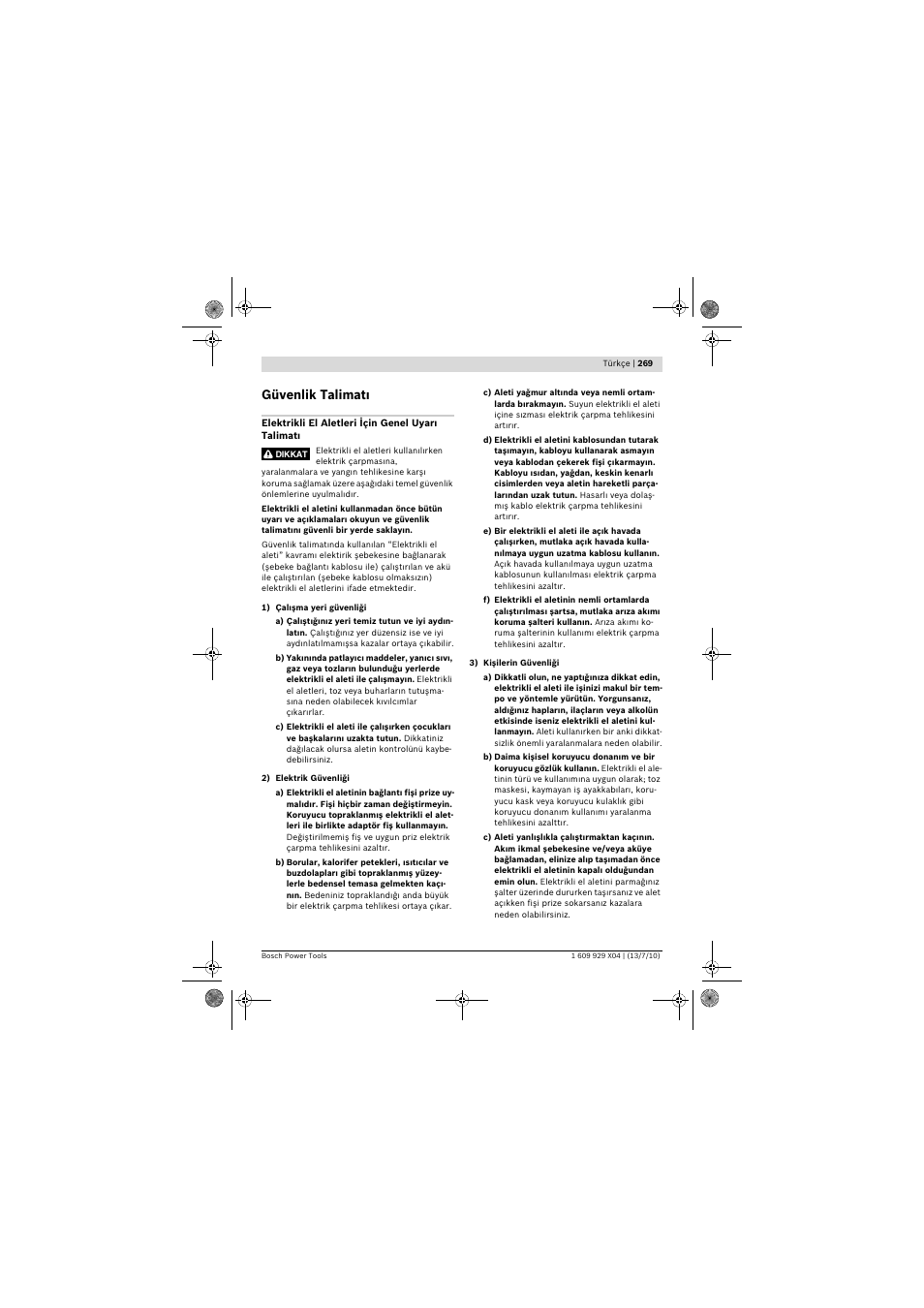 Güvenlik talimat | Bosch GCM 10 SD Professional User Manual | Page 269 / 630