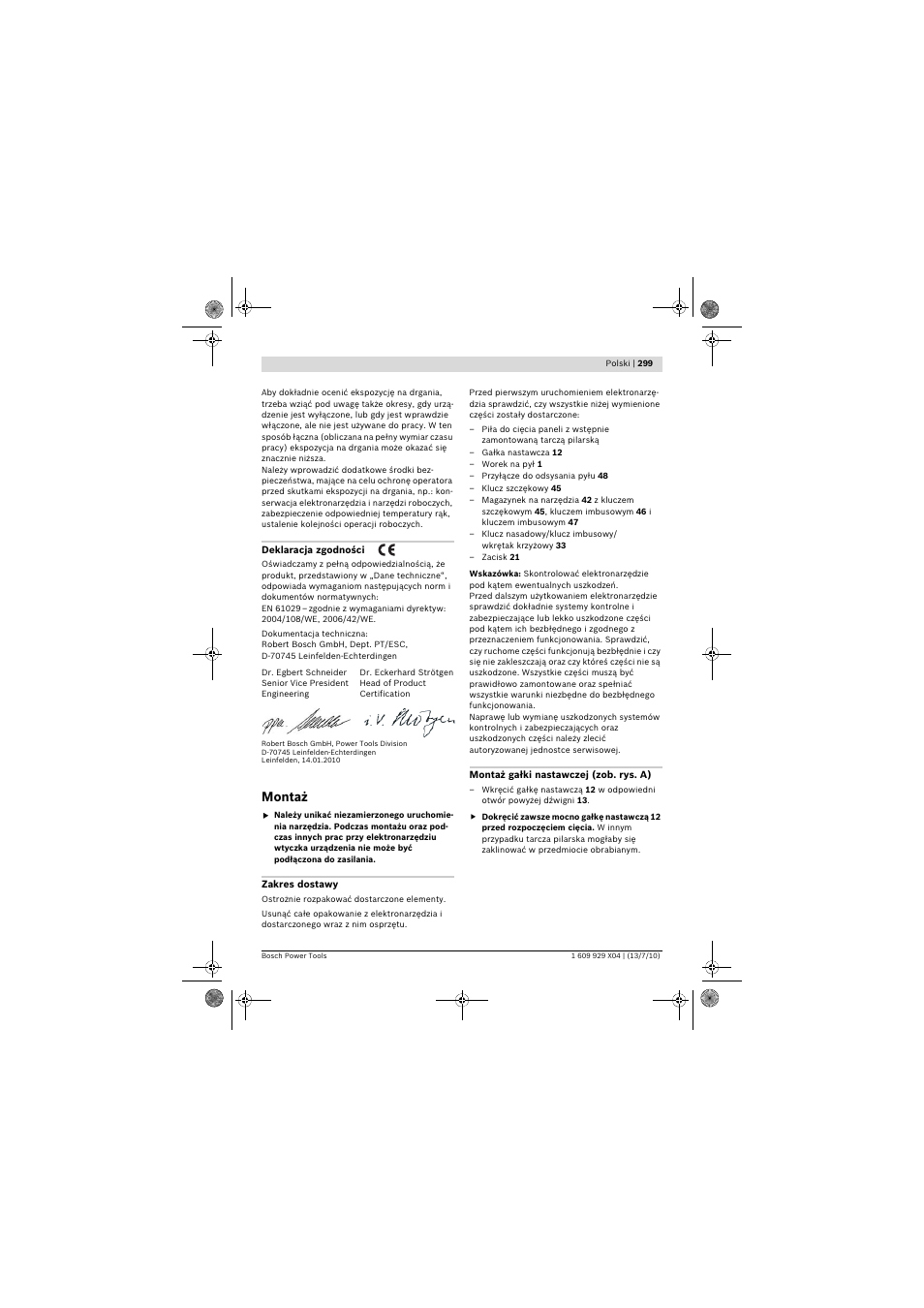 Montaż | Bosch GCM 10 SD Professional User Manual | Page 299 / 630