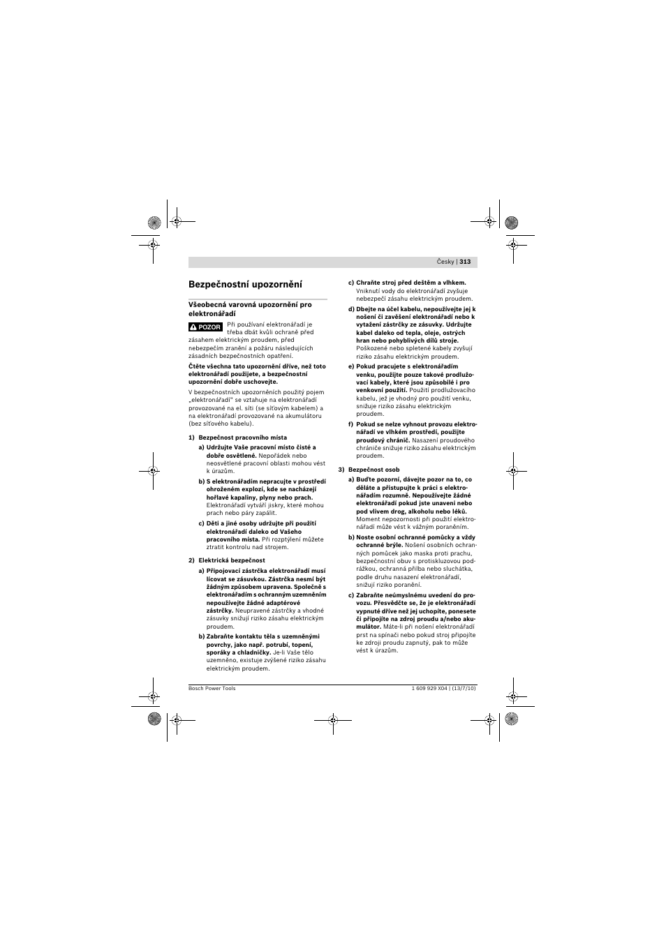Bezpečnostní upozornění | Bosch GCM 10 SD Professional User Manual | Page 313 / 630