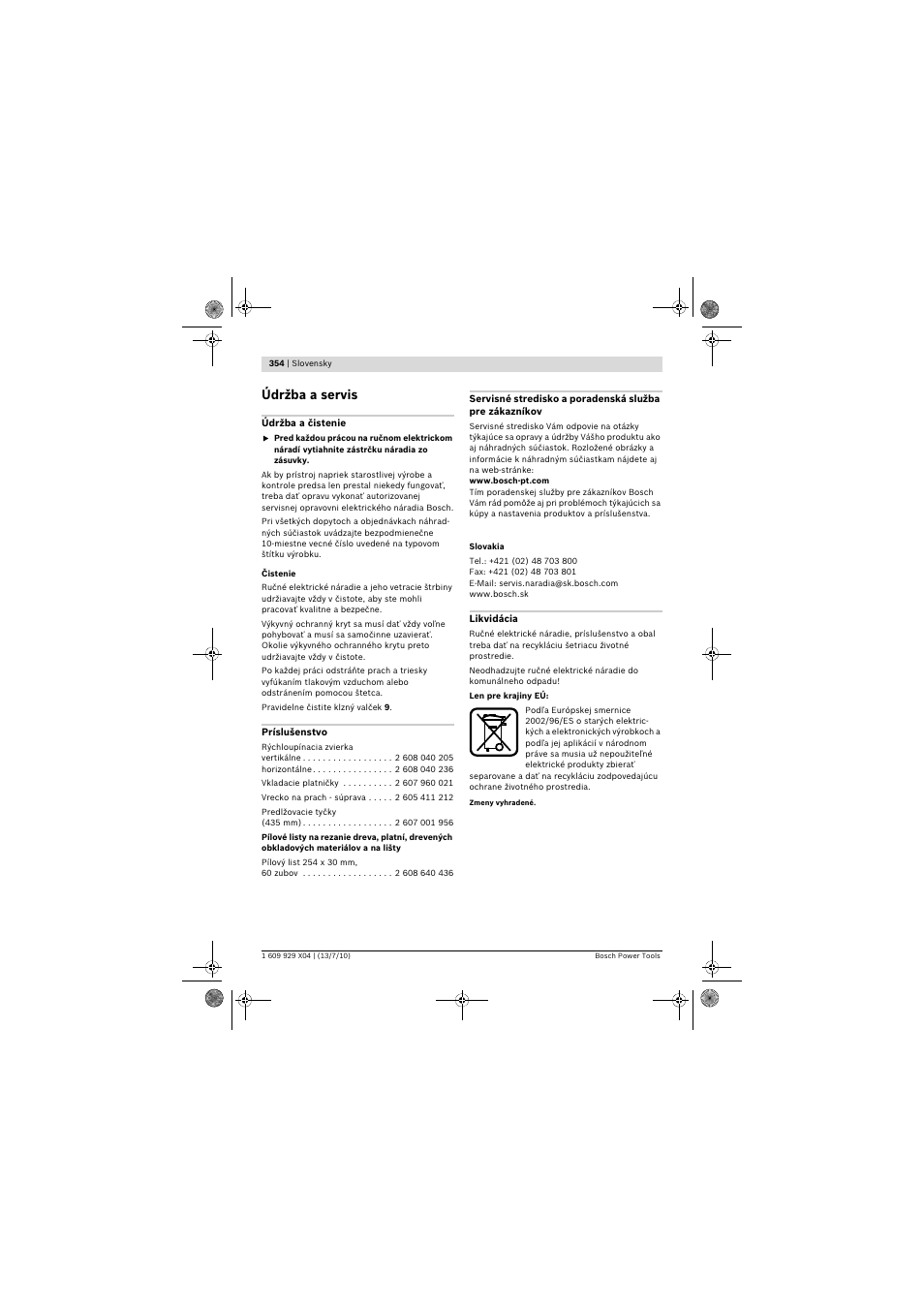 Údržba a servis | Bosch GCM 10 SD Professional User Manual | Page 354 / 630