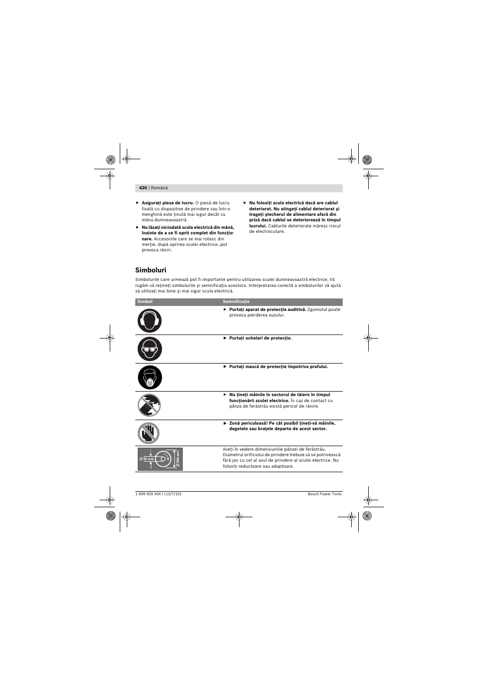 Simboluri | Bosch GCM 10 SD Professional User Manual | Page 426 / 630