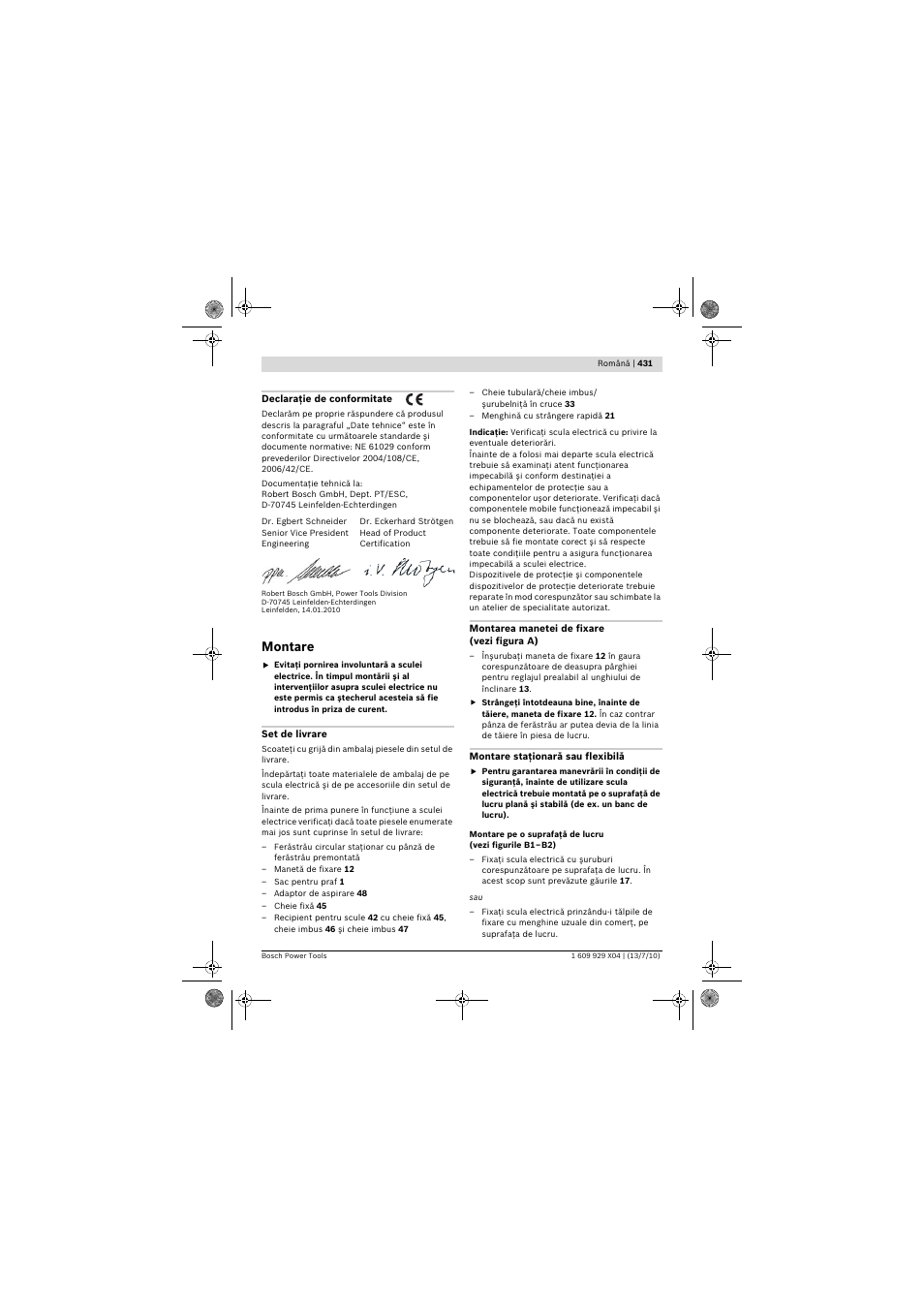 Montare | Bosch GCM 10 SD Professional User Manual | Page 431 / 630