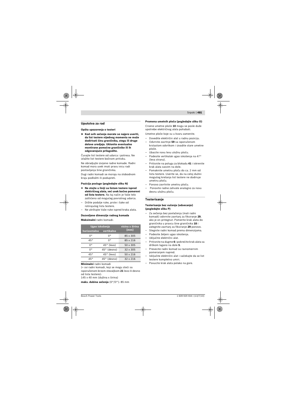 Bosch GCM 10 SD Professional User Manual | Page 481 / 630