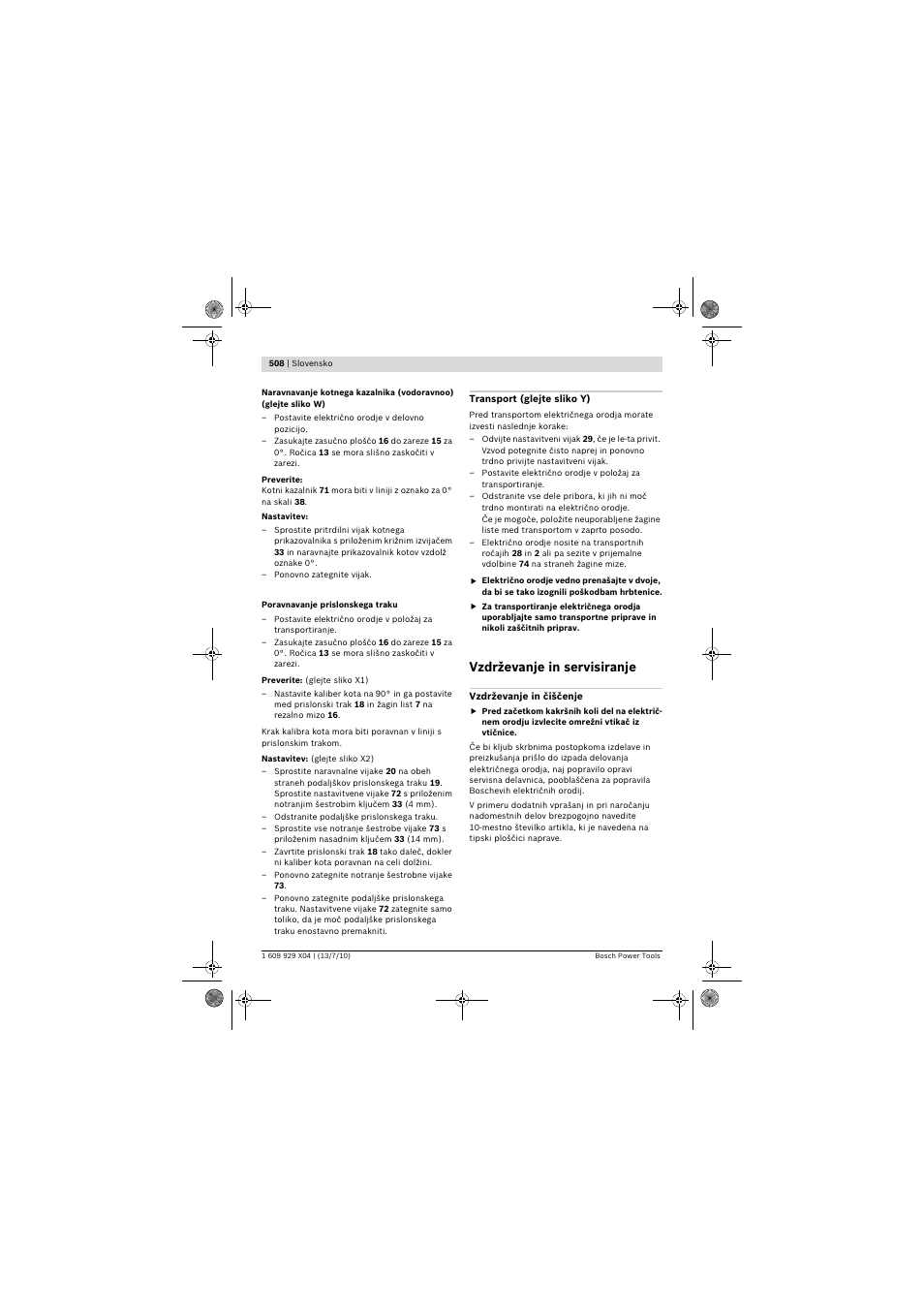 Vzdrževanje in servisiranje | Bosch GCM 10 SD Professional User Manual | Page 508 / 630