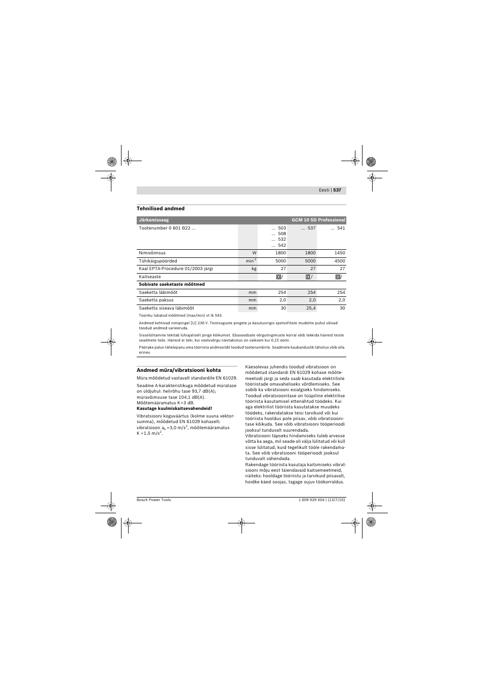 Bosch GCM 10 SD Professional User Manual | Page 537 / 630