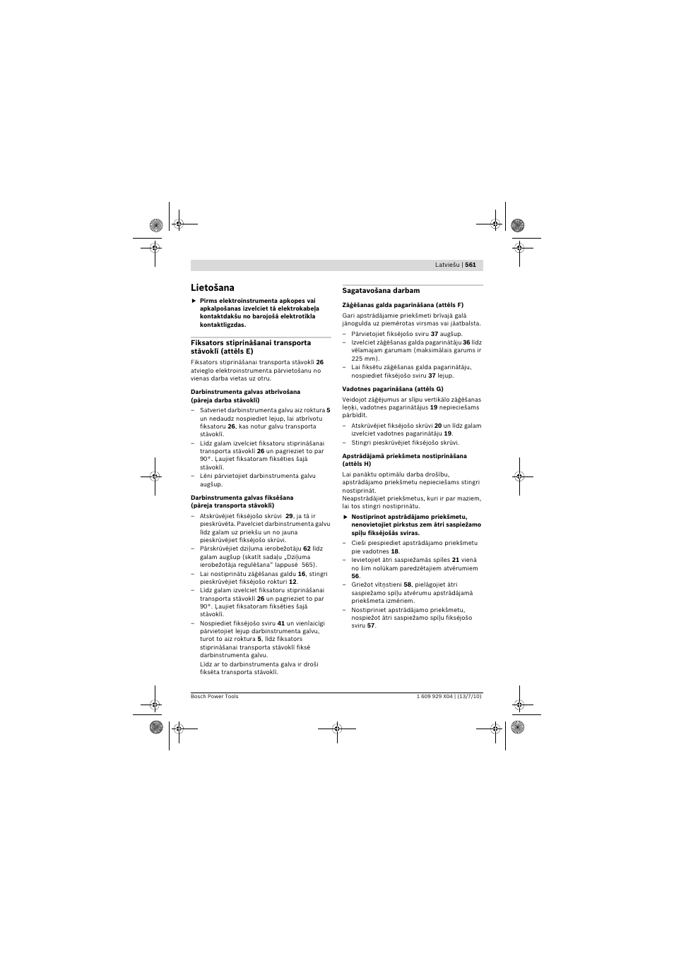 Lietošana | Bosch GCM 10 SD Professional User Manual | Page 561 / 630