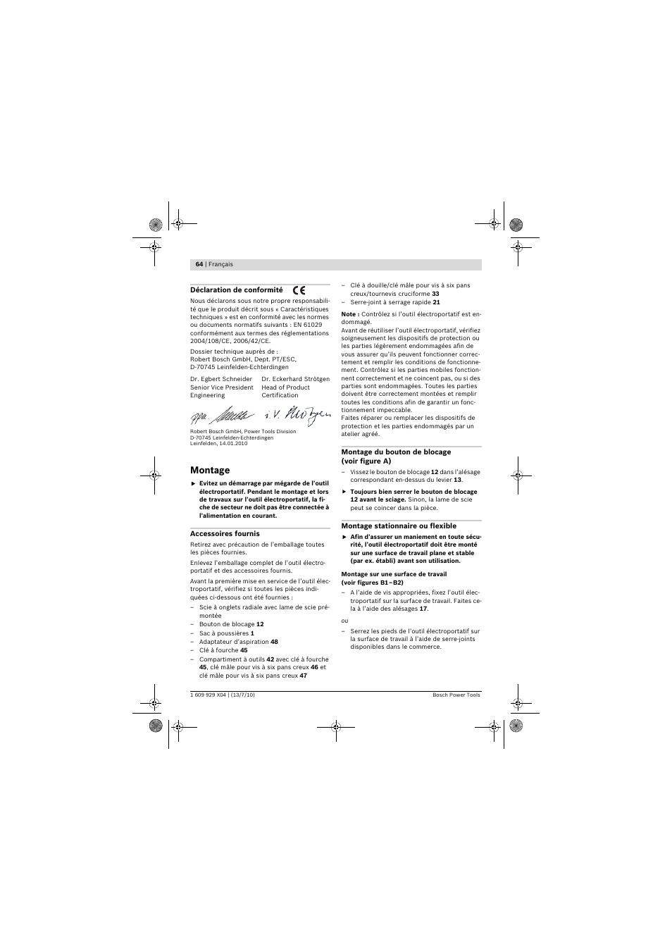 Montage | Bosch GCM 10 SD Professional User Manual | Page 64 / 630