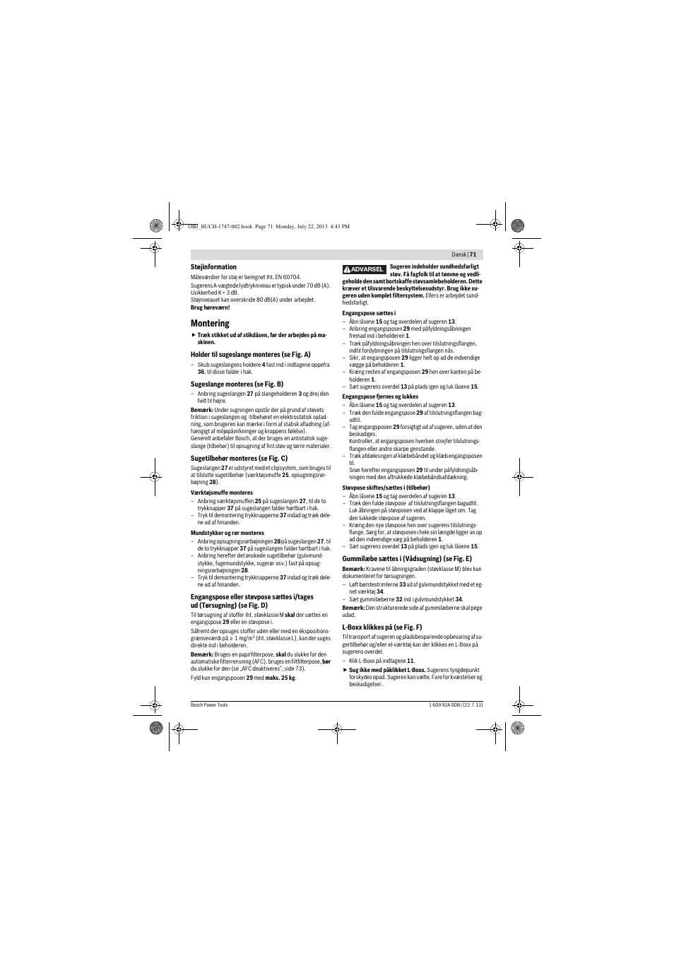 Montering | Bosch GAS 55 M AFC Professional User Manual | Page 71 / 264