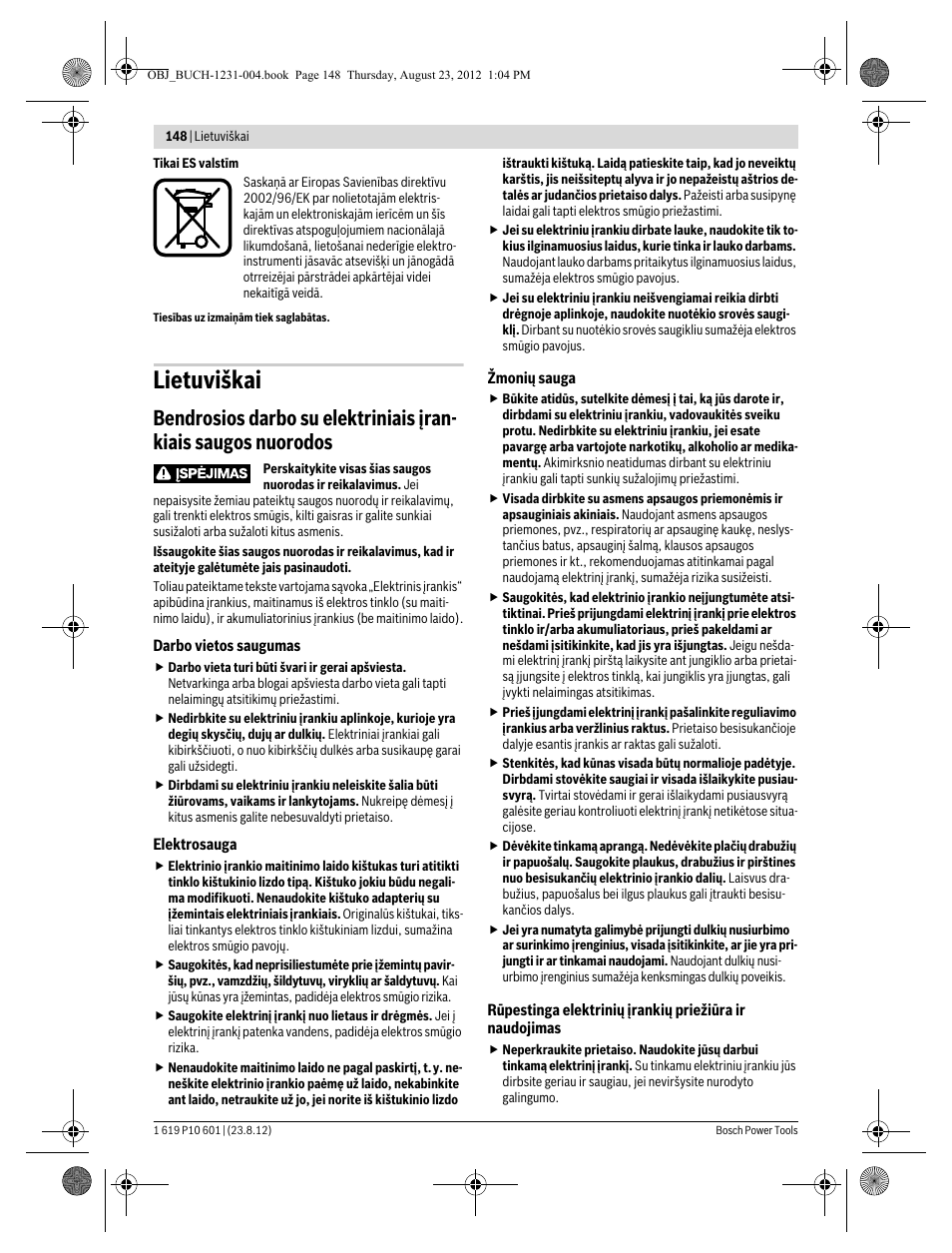 Lietuviškai | Bosch GST 90 E Professional User Manual | Page 148 / 178